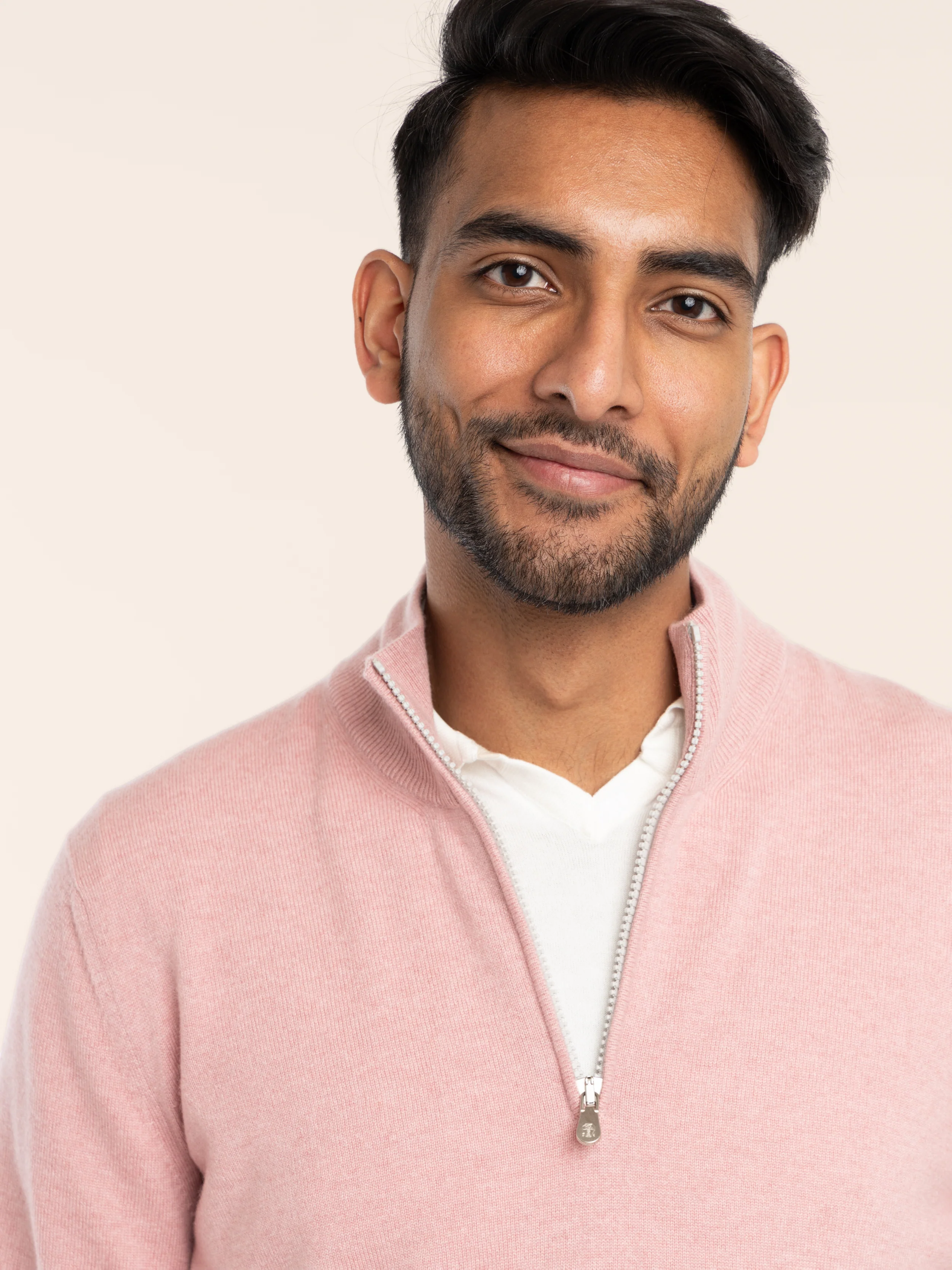 Pink Cashmere Quarter Zip Sweater - Image 6