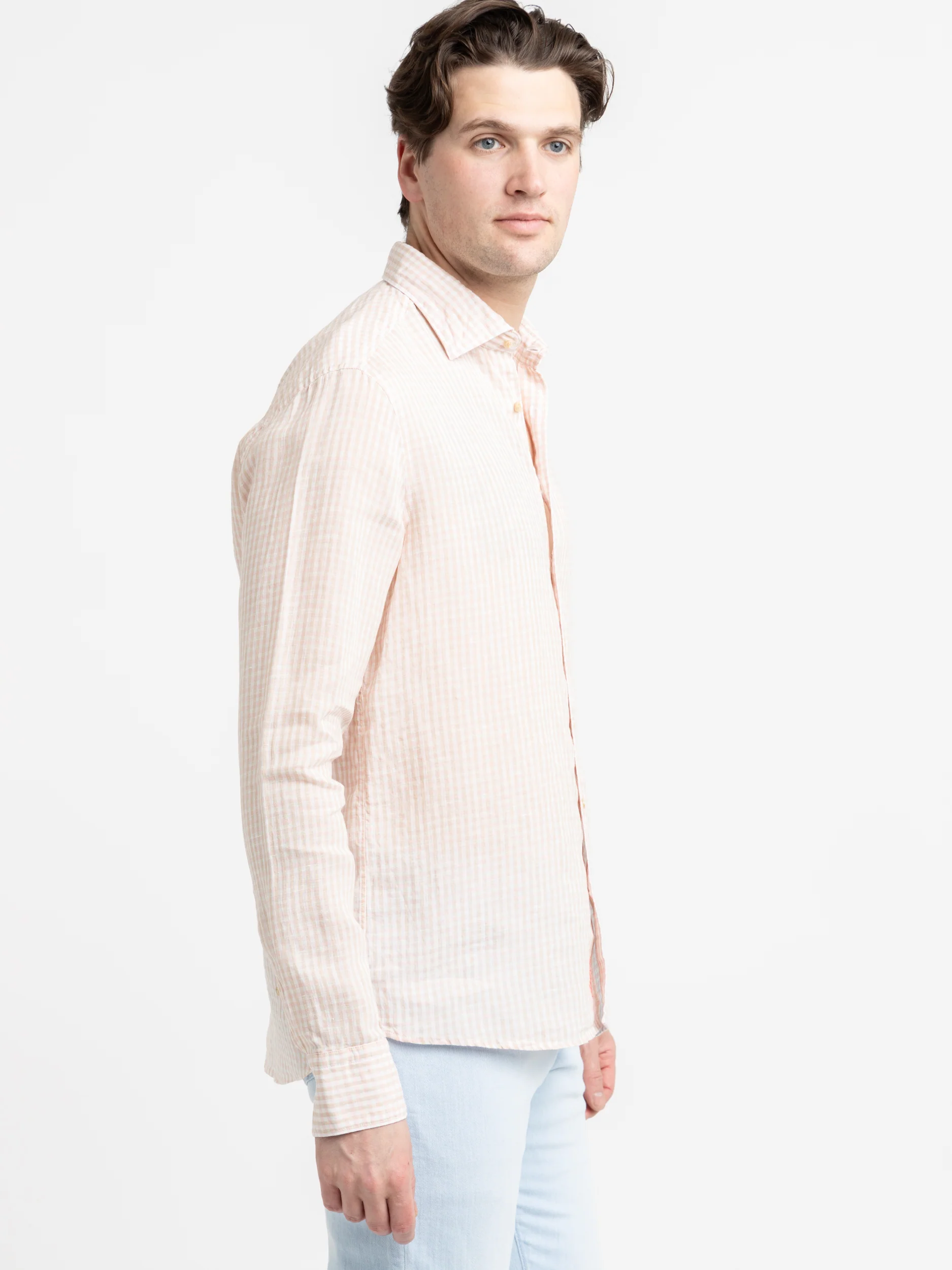 Pink Checked Linen Shirt - Image 3