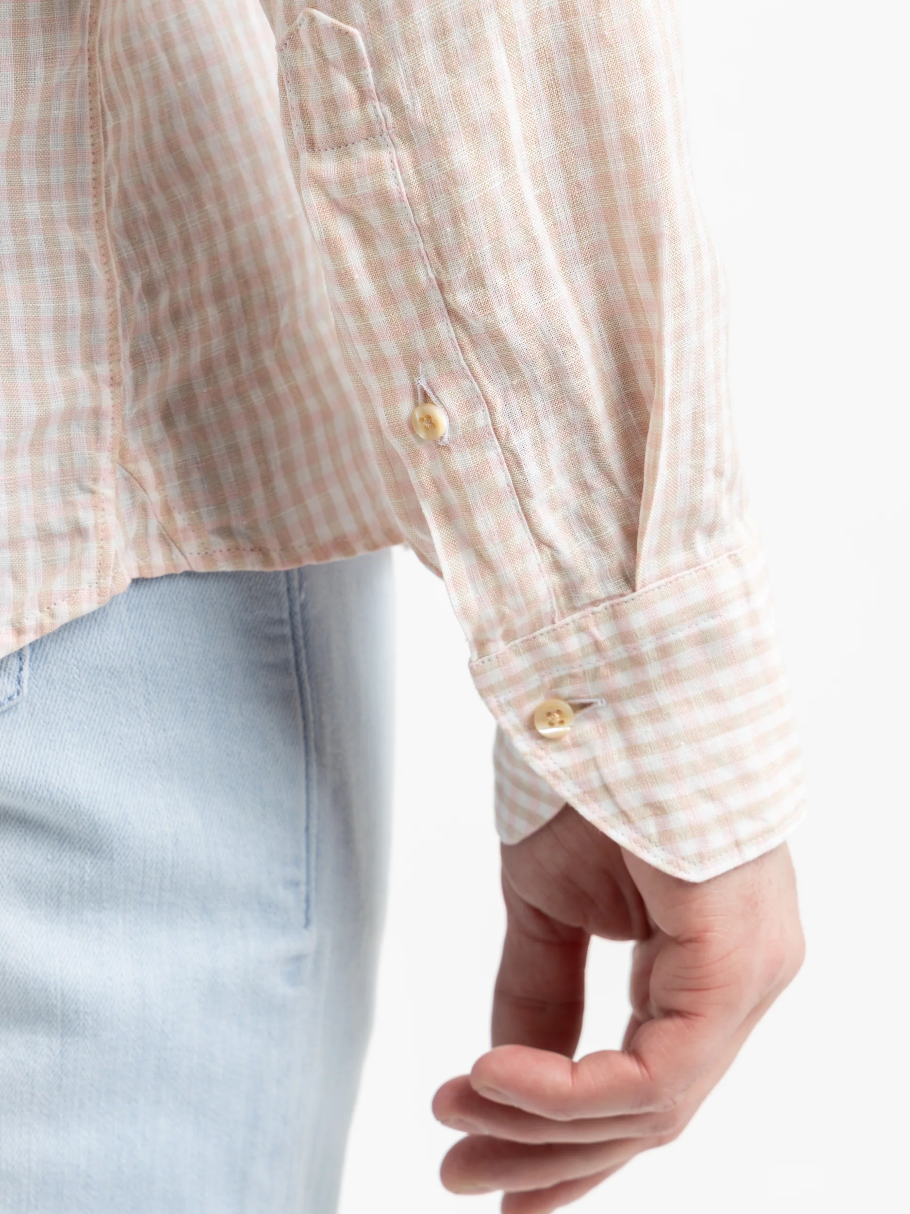 Pink Checked Linen Shirt - Image 5