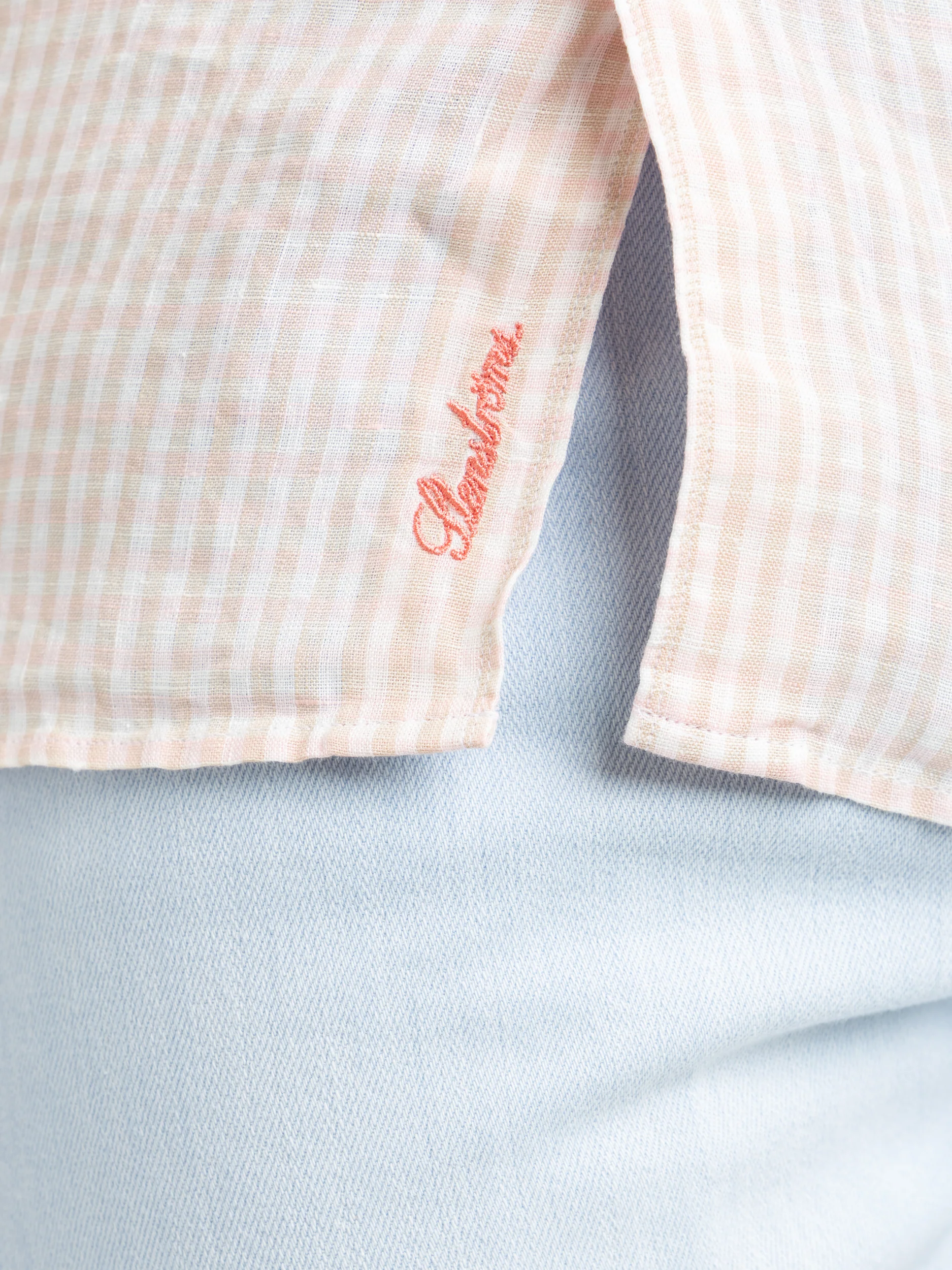 Pink Checked Linen Shirt - Image 6