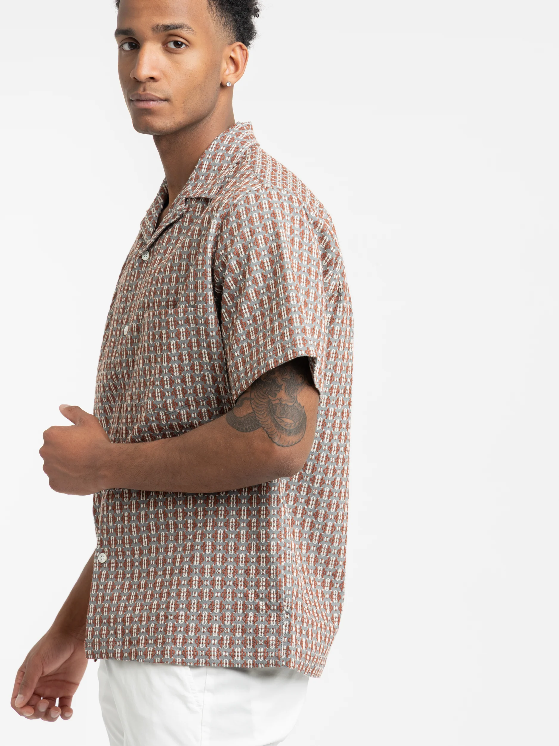 Abstract Tile Cotton Shirt - Image 5