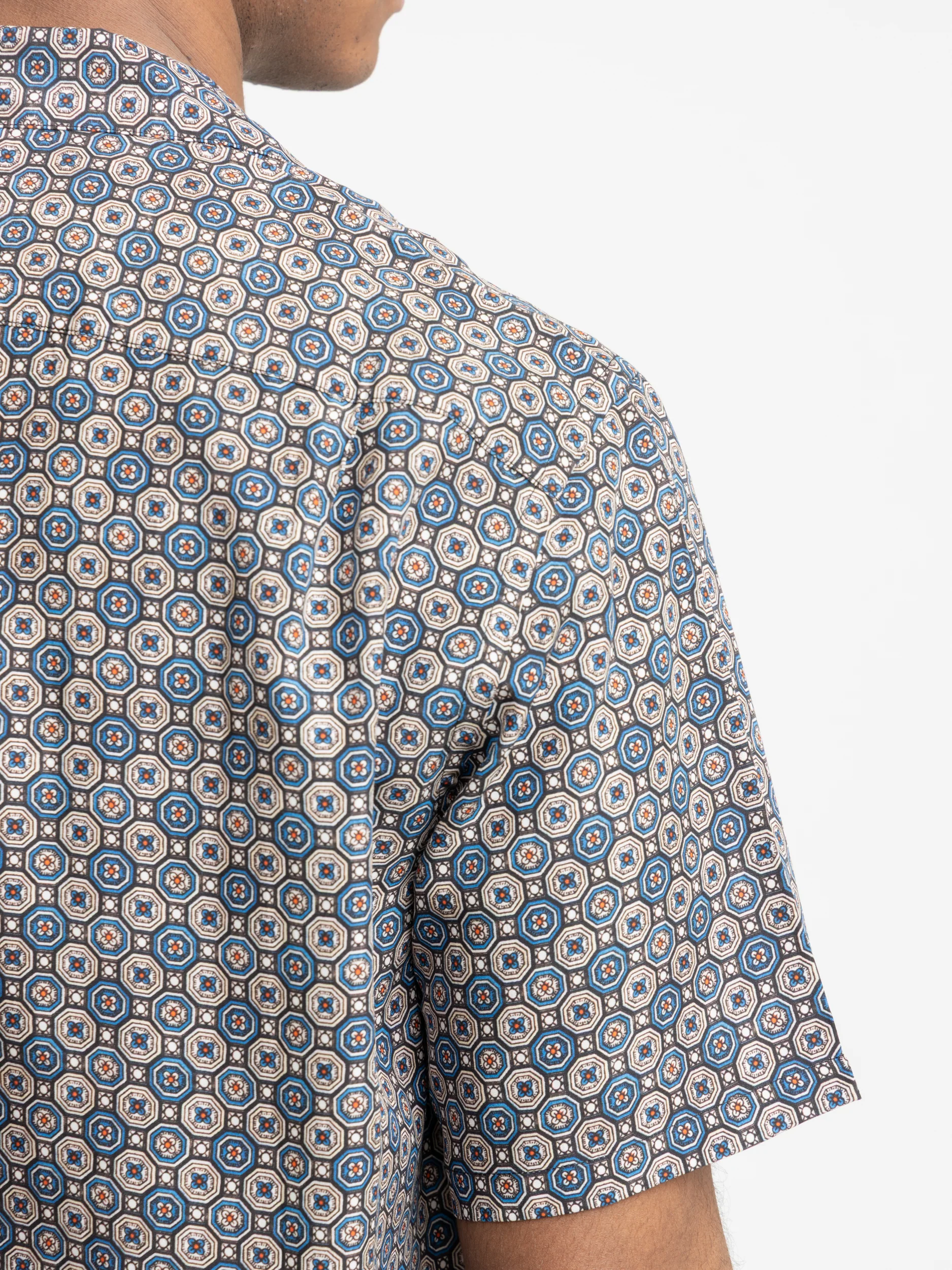 Conte Geometric Print Cobalt Blue Shirt - Image 8