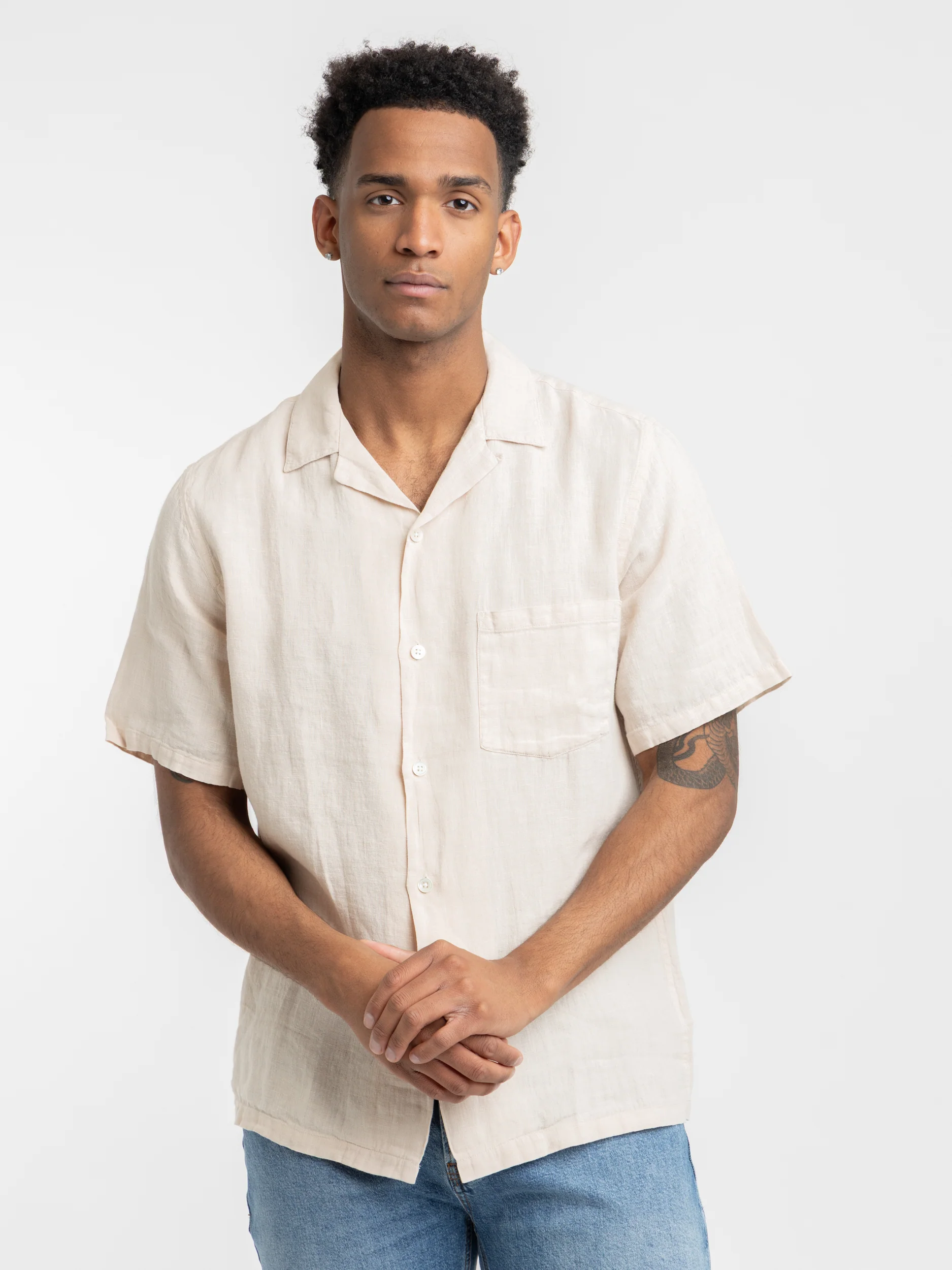 Linen Camp Collar Short Sleeve Sportshirt