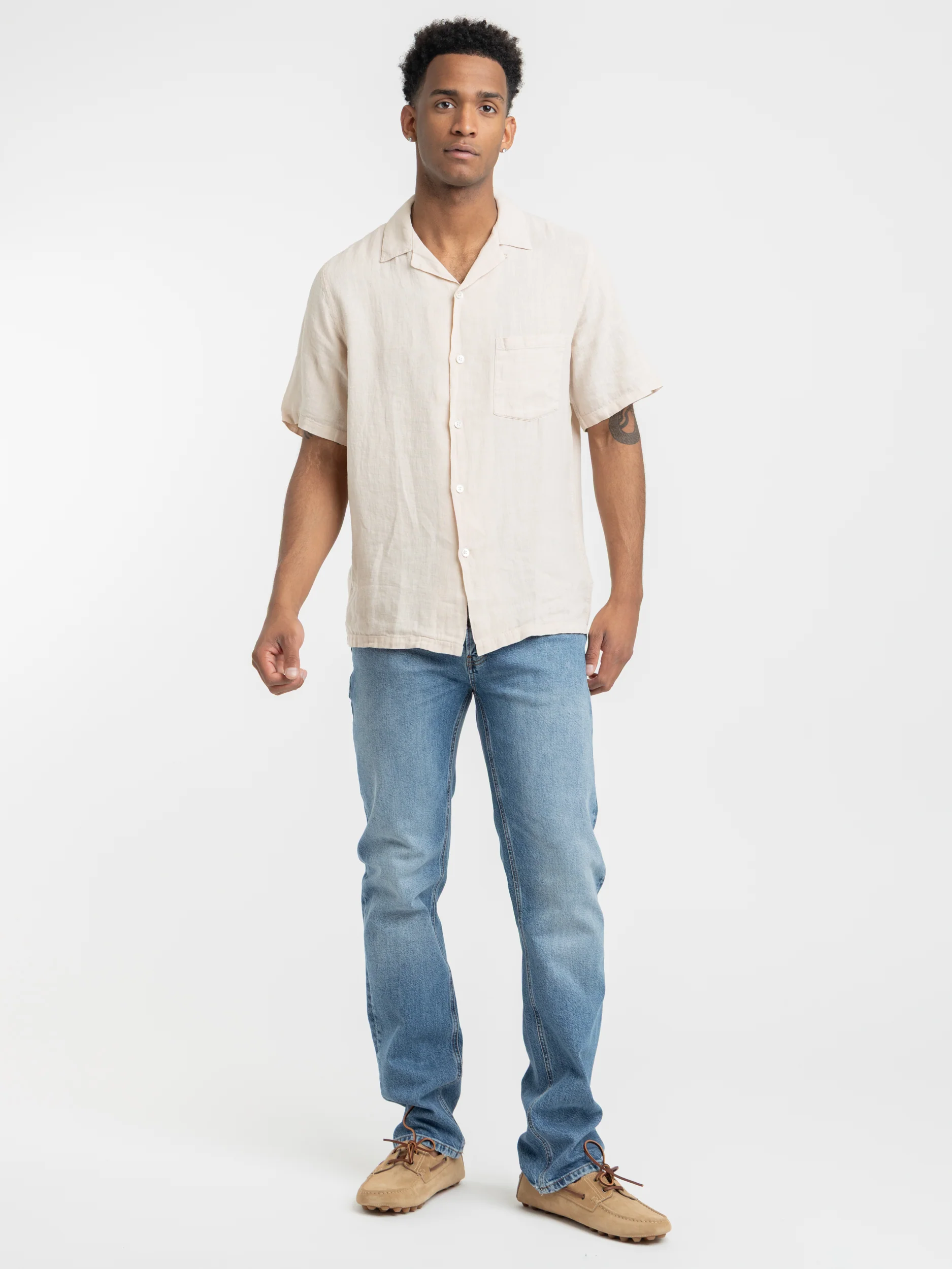 Linen Camp Collar Short Sleeve Sportshirt - Image 2