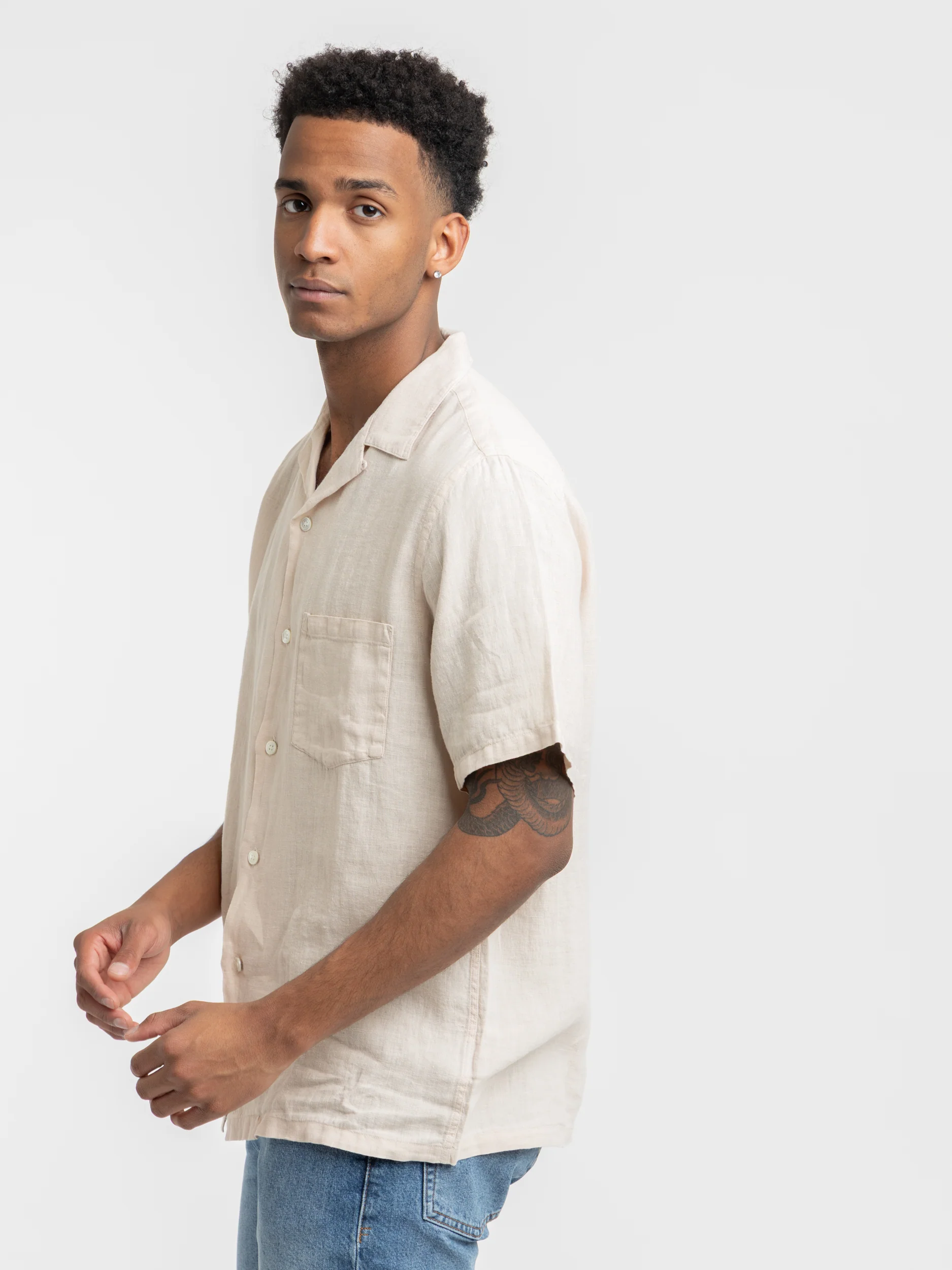 Linen Camp Collar Short Sleeve Sportshirt - Image 3