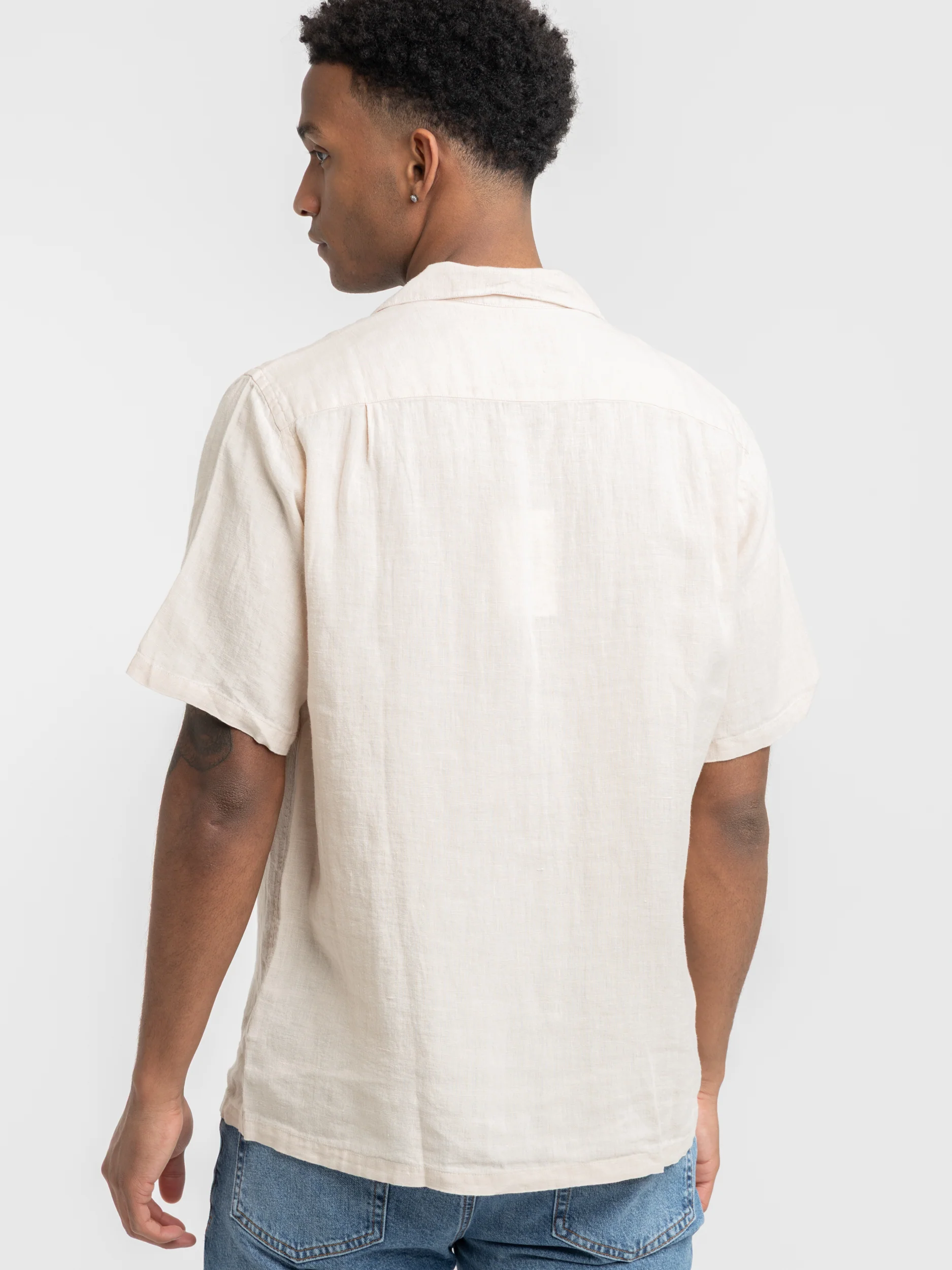 Linen Camp Collar Short Sleeve Sportshirt - Image 4