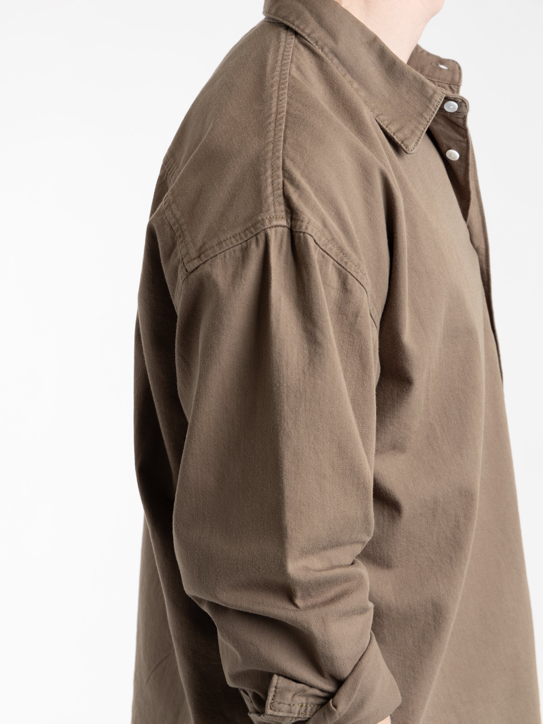Relaxed Denim Shirt in Taupe - Image 6