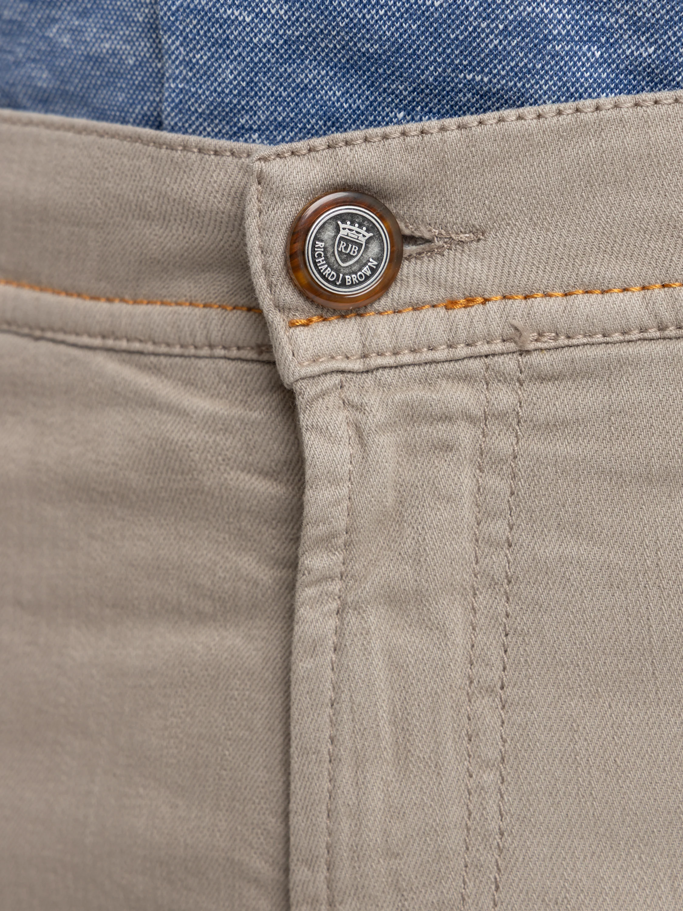 Light Brown Milano 5 Pockets Linen Blend Jeans - Image 5