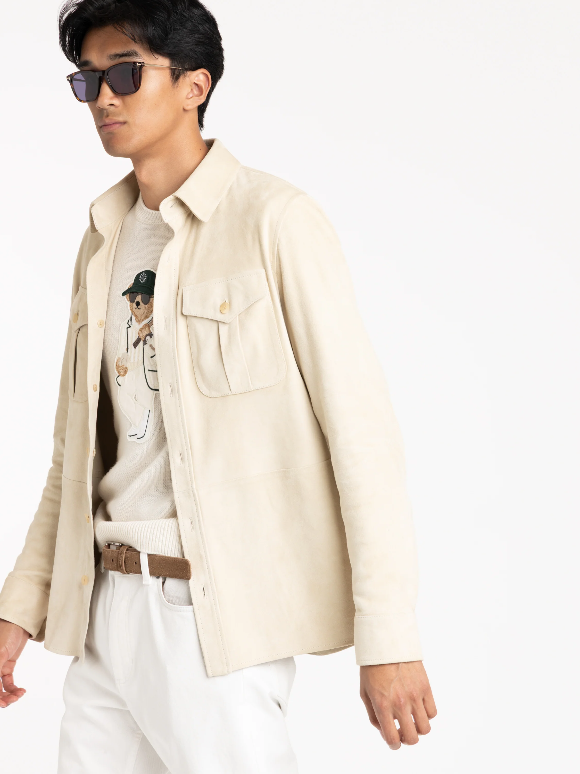 Beige Suede Leather Jacket - Image 3