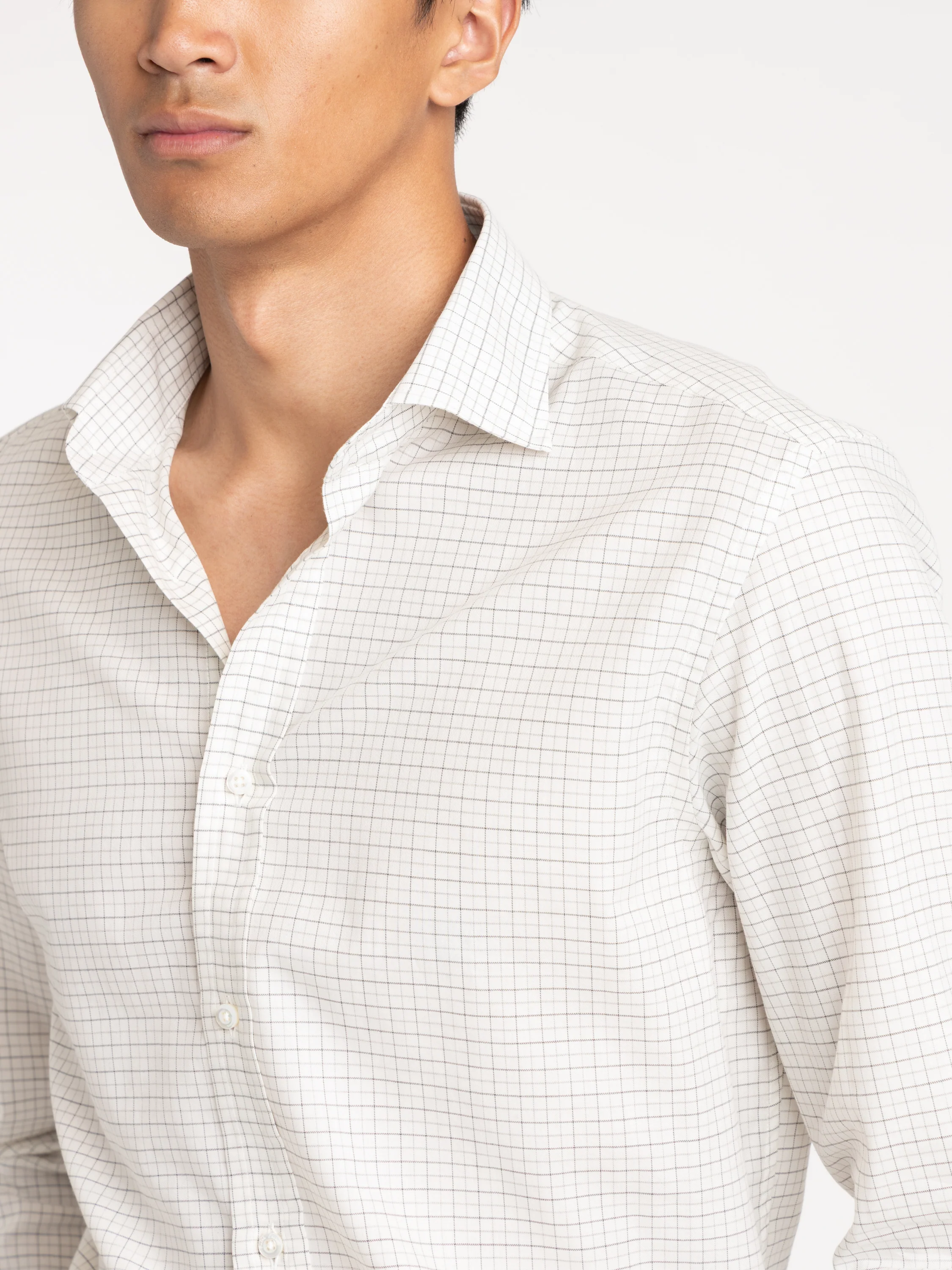 Grey Check White Cotton Sport Shirt - Image 3