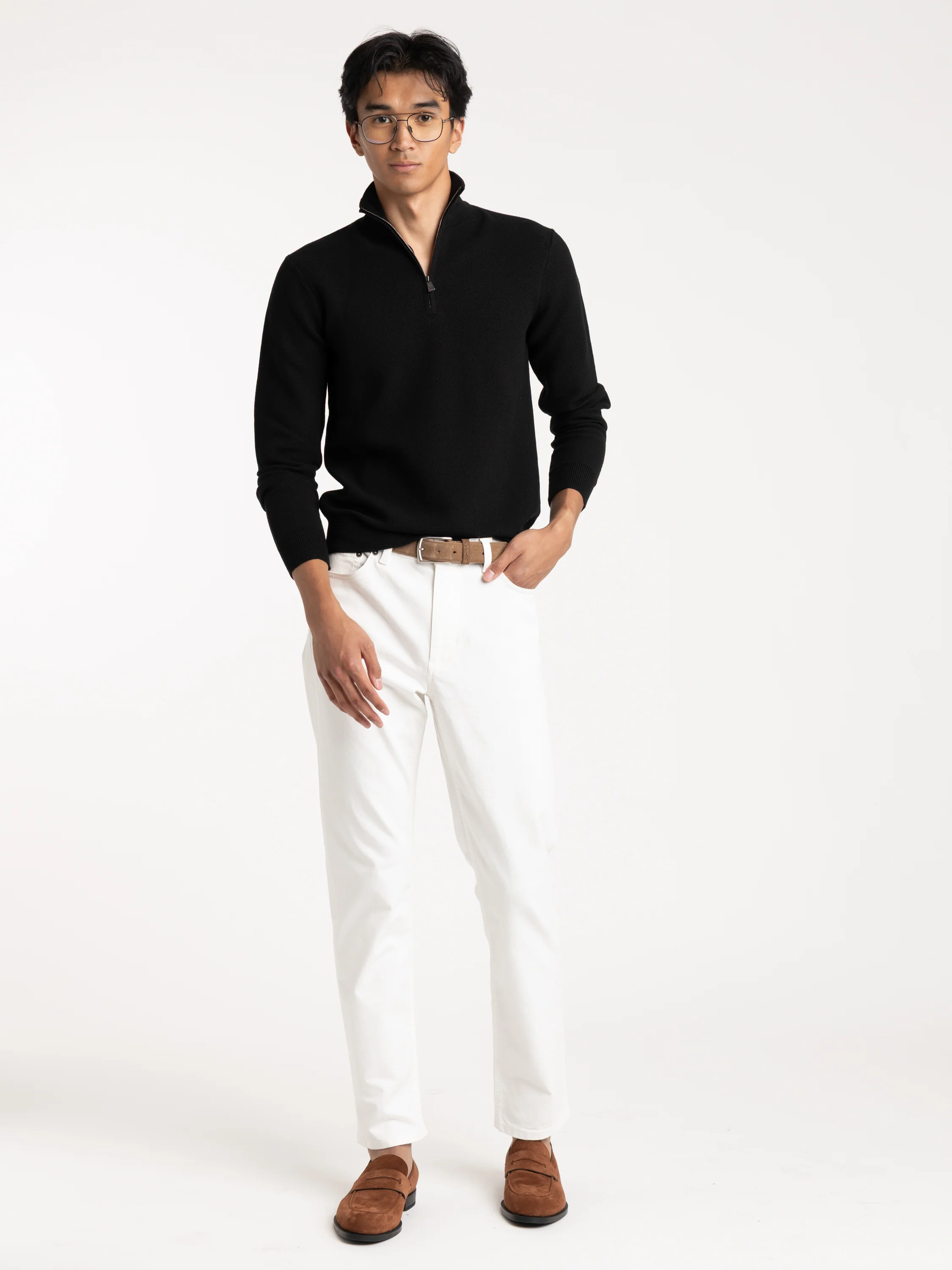Piqué-Knit Wool Quarter-Zip Sweater - Image 2