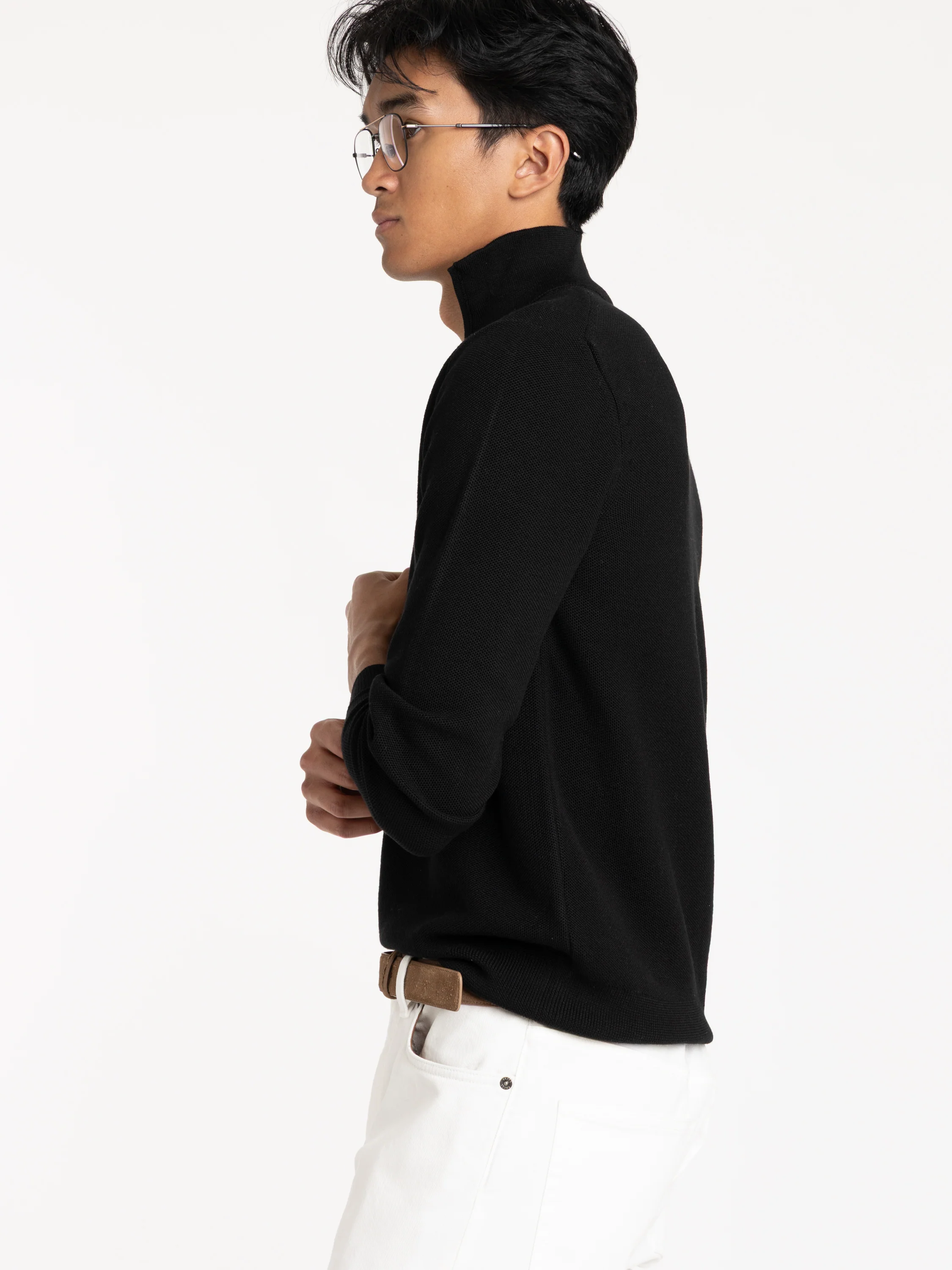 Piqué-Knit Wool Quarter-Zip Sweater - Image 3