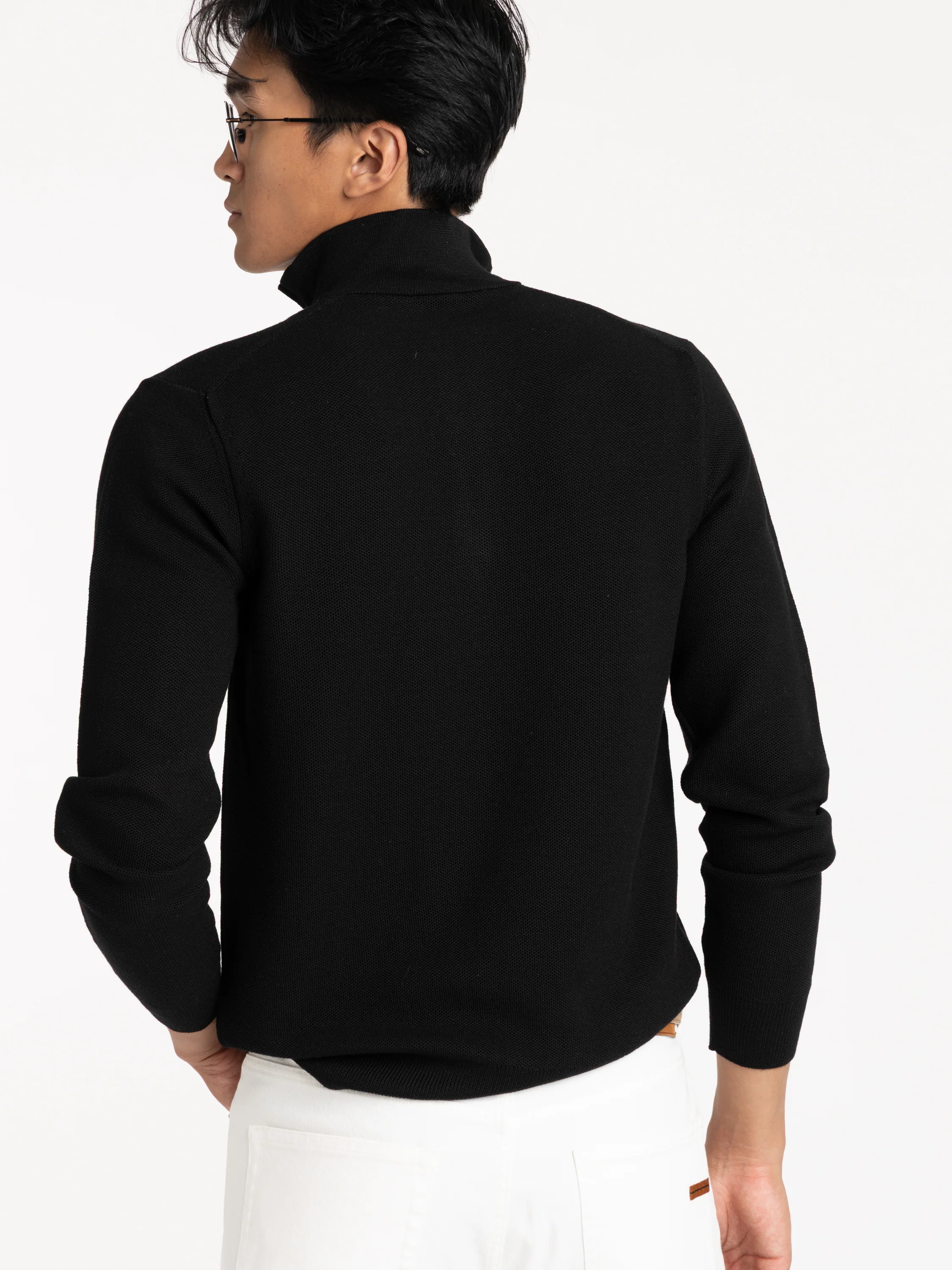Piqué-Knit Wool Quarter-Zip Sweater - Image 4