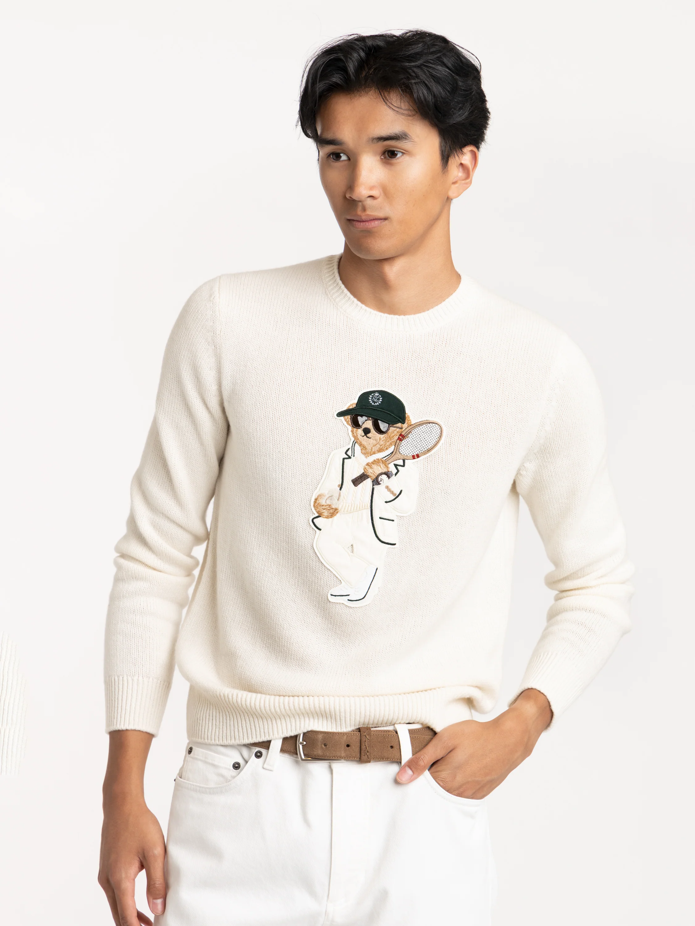 Cream Polo Bear Cashmere Sweater