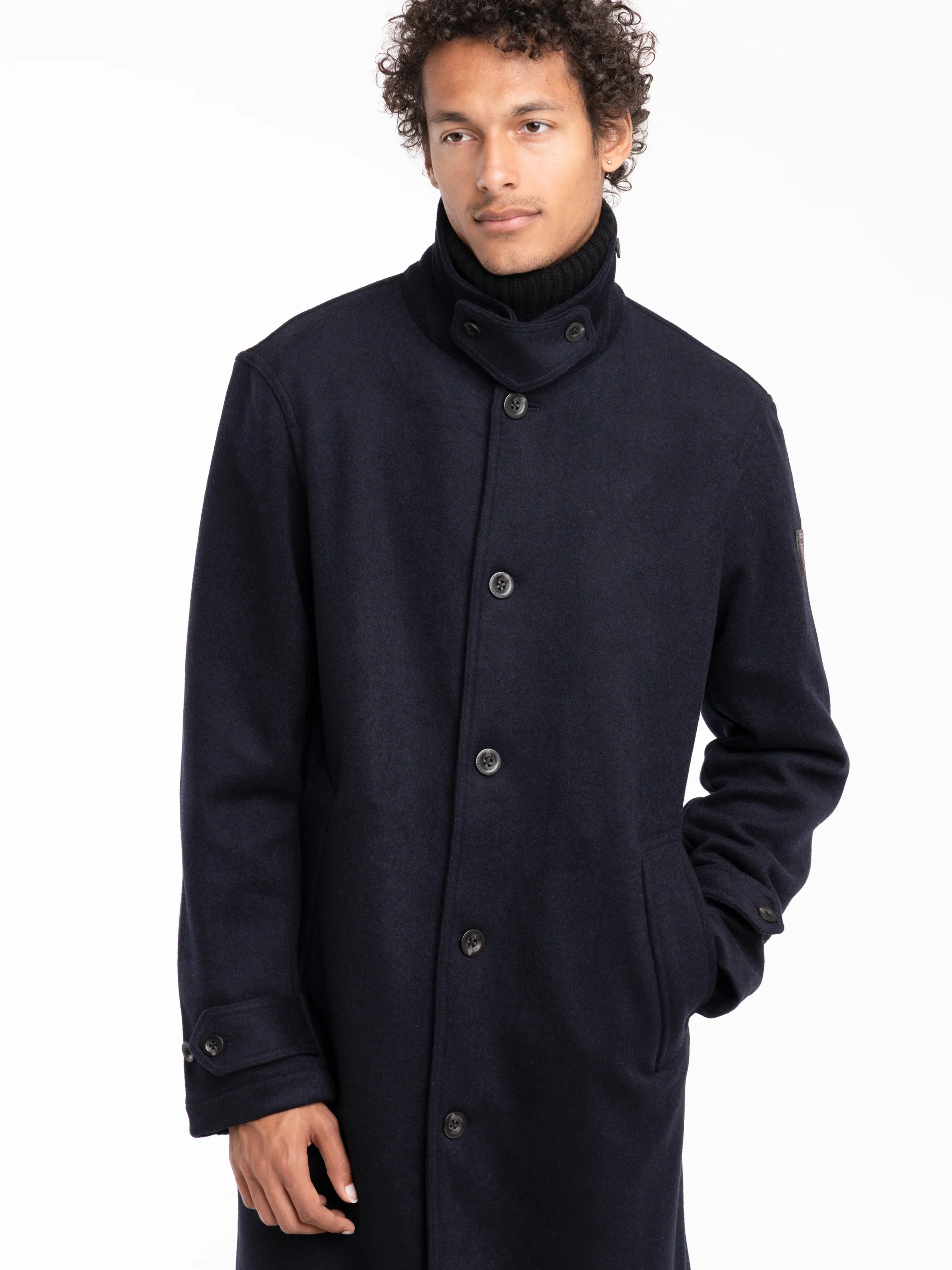 Navy Wool-Cotton Coat - Image 2