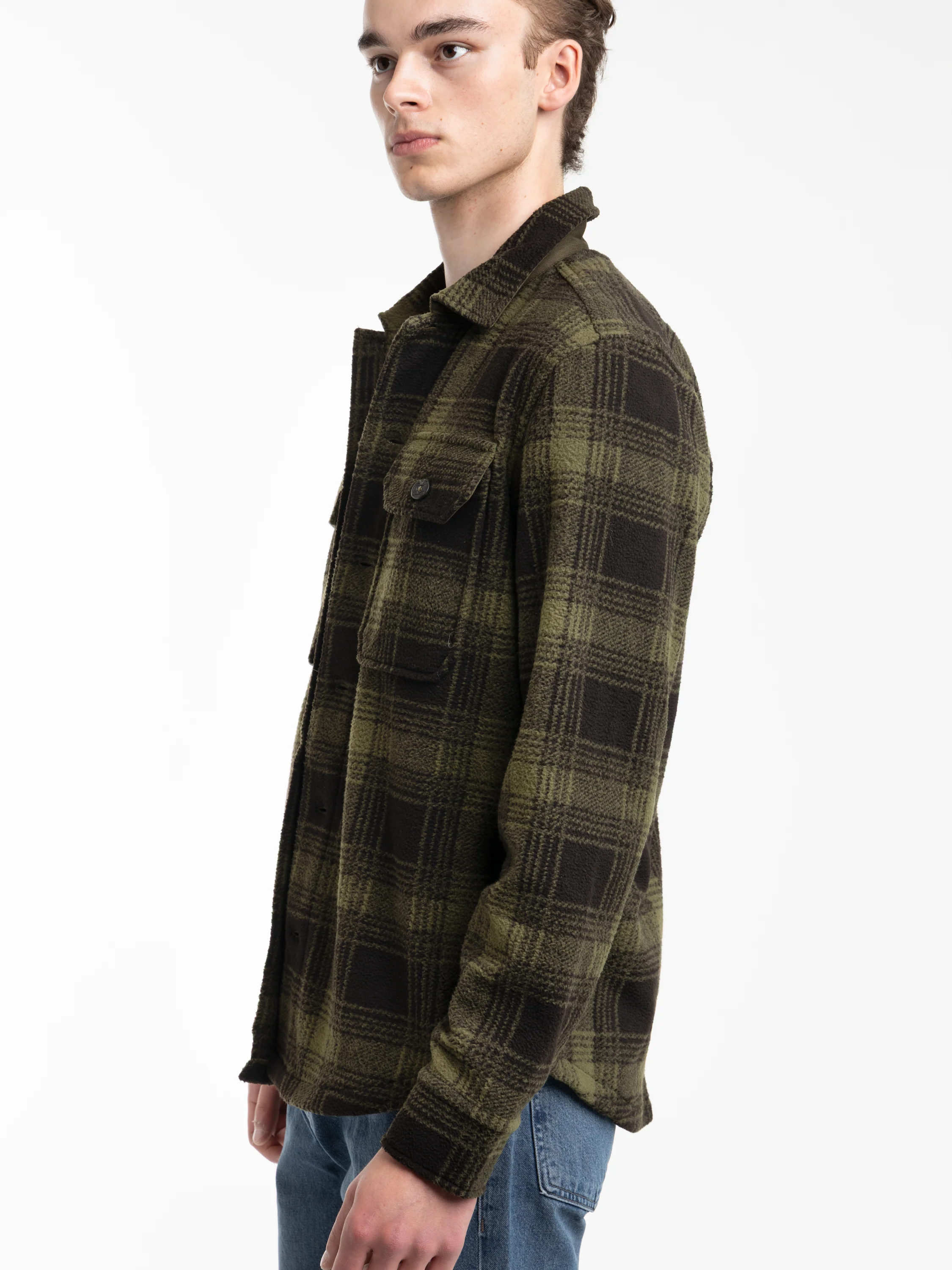 Green Mountain Plaid Pile Fleece Shirt Jacket - Image 3