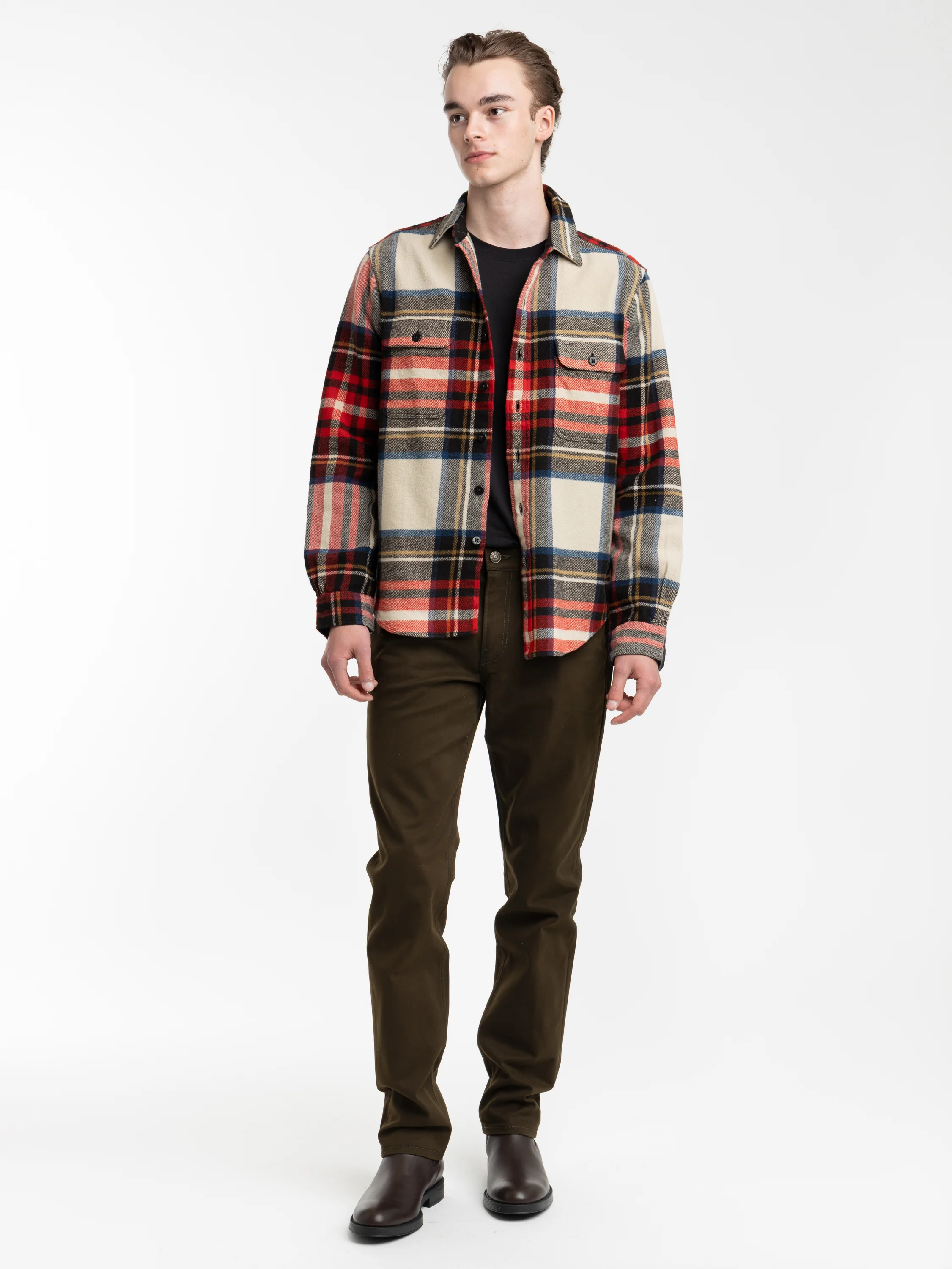 Red Multi Check Flannel Overshirt - Image 2