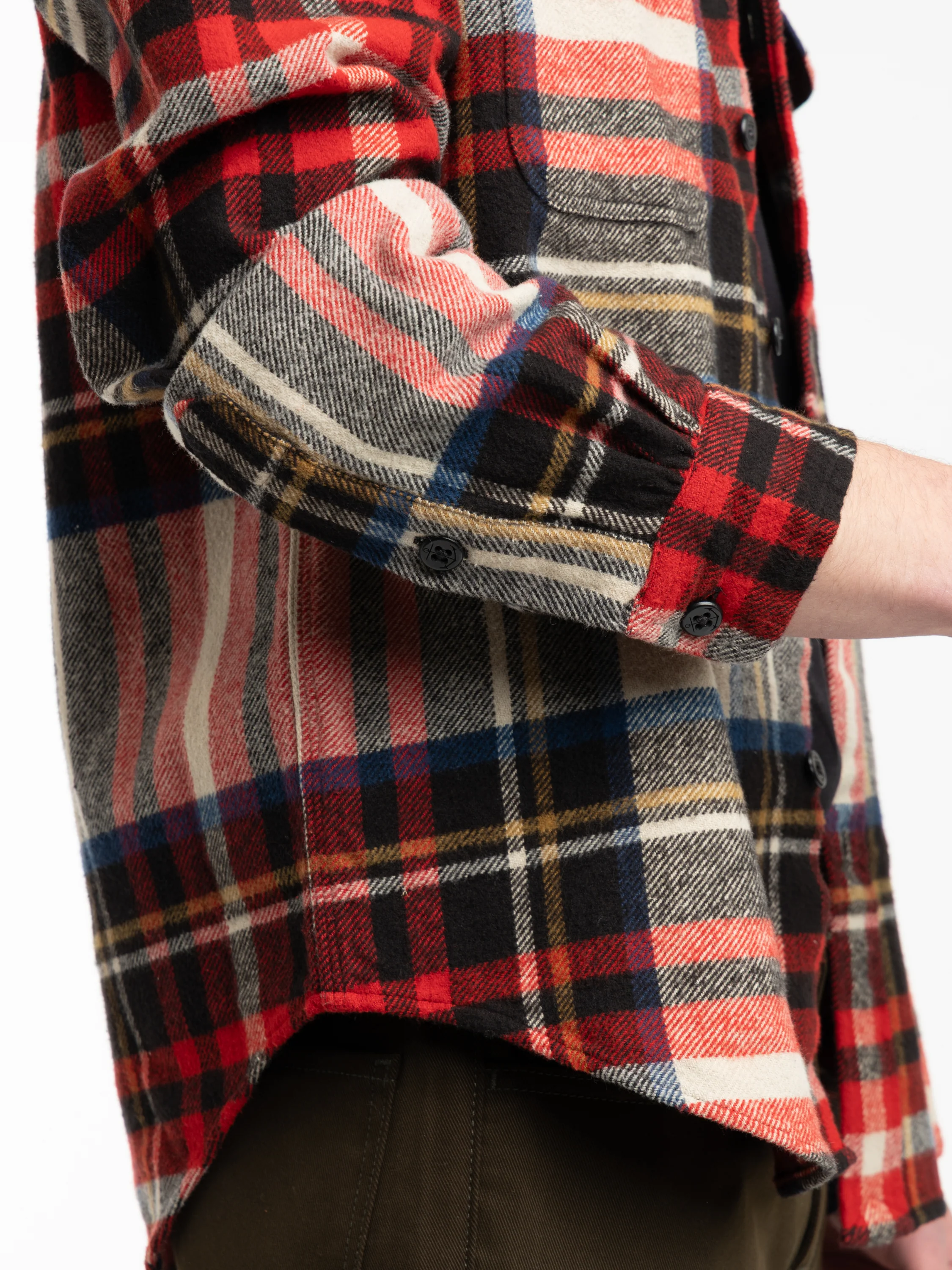 Red Multi Check Flannel Overshirt - Image 7