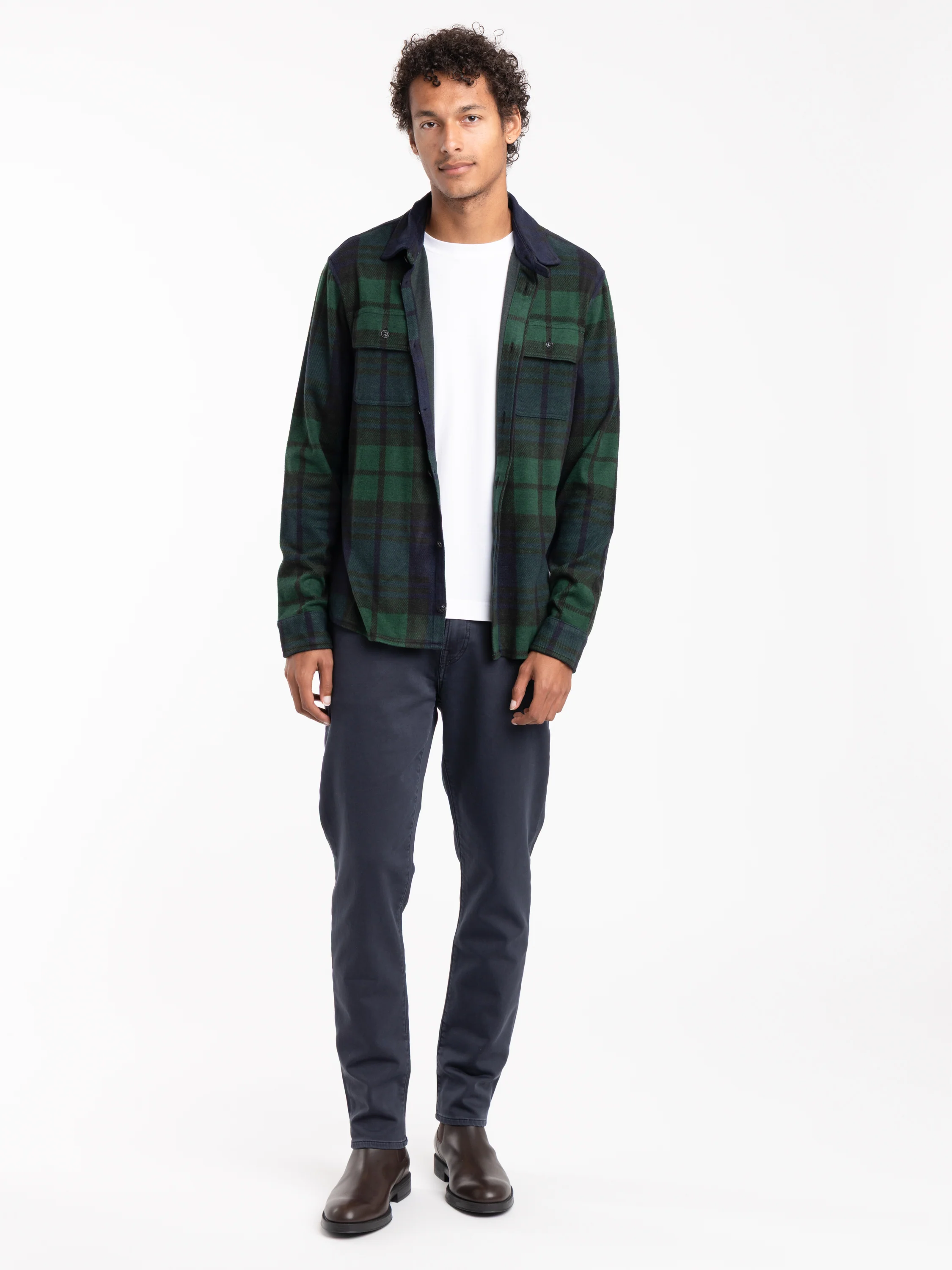 Blackwatch Plaid Knit Flannel Overshirt - Image 2