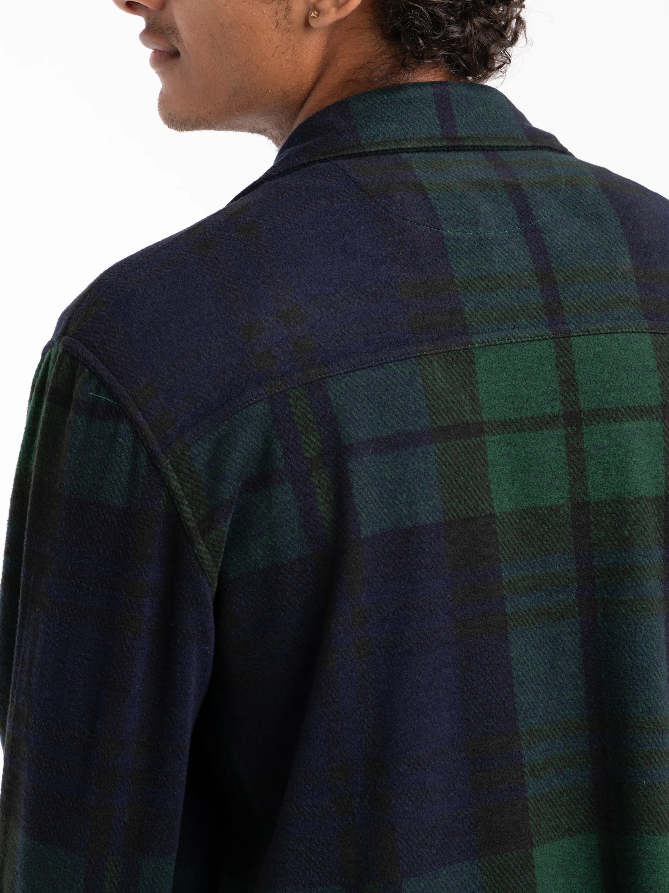 Blackwatch Plaid Knit Flannel Overshirt - Image 5