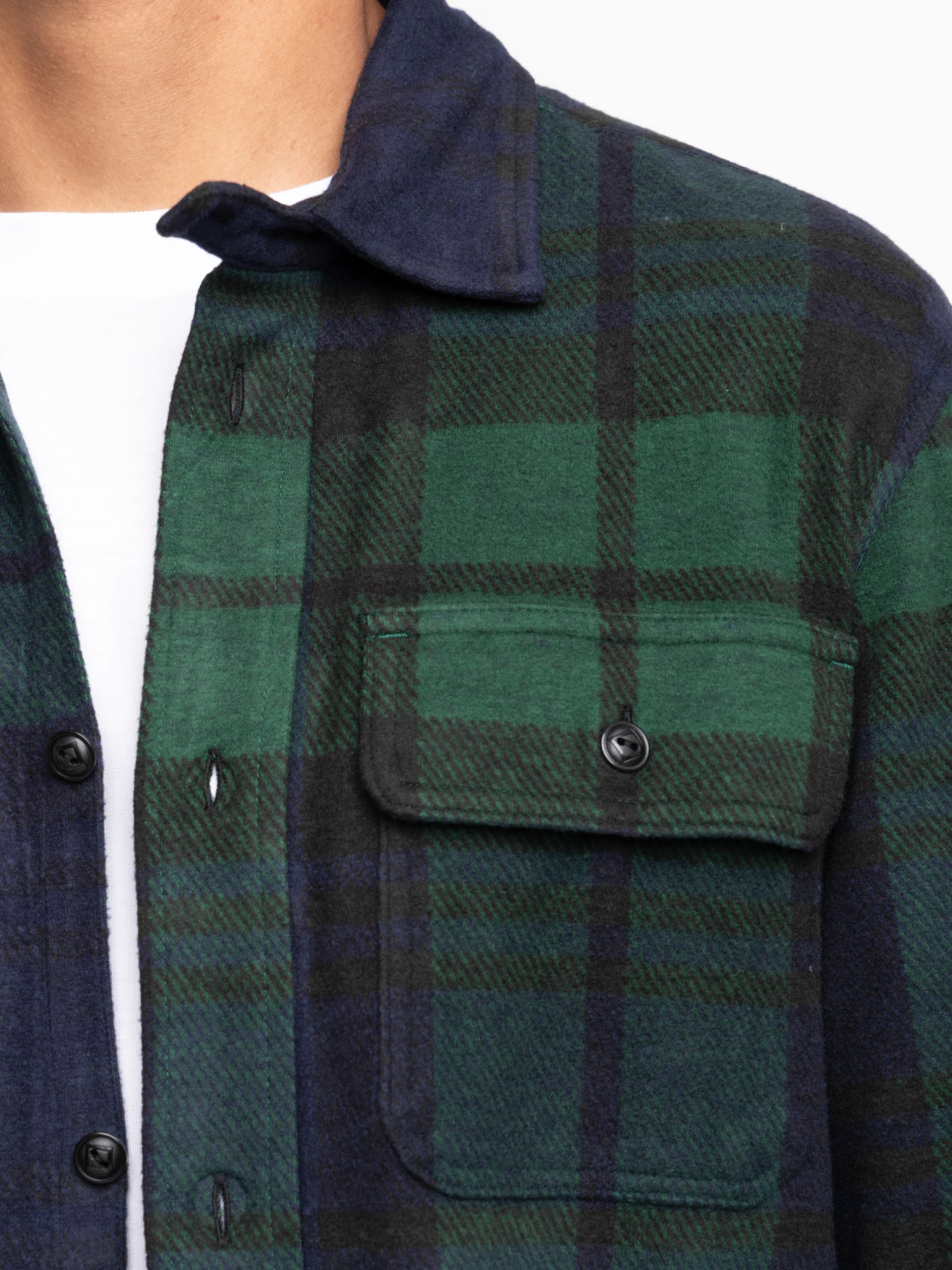 Blackwatch Plaid Knit Flannel Overshirt - Image 7