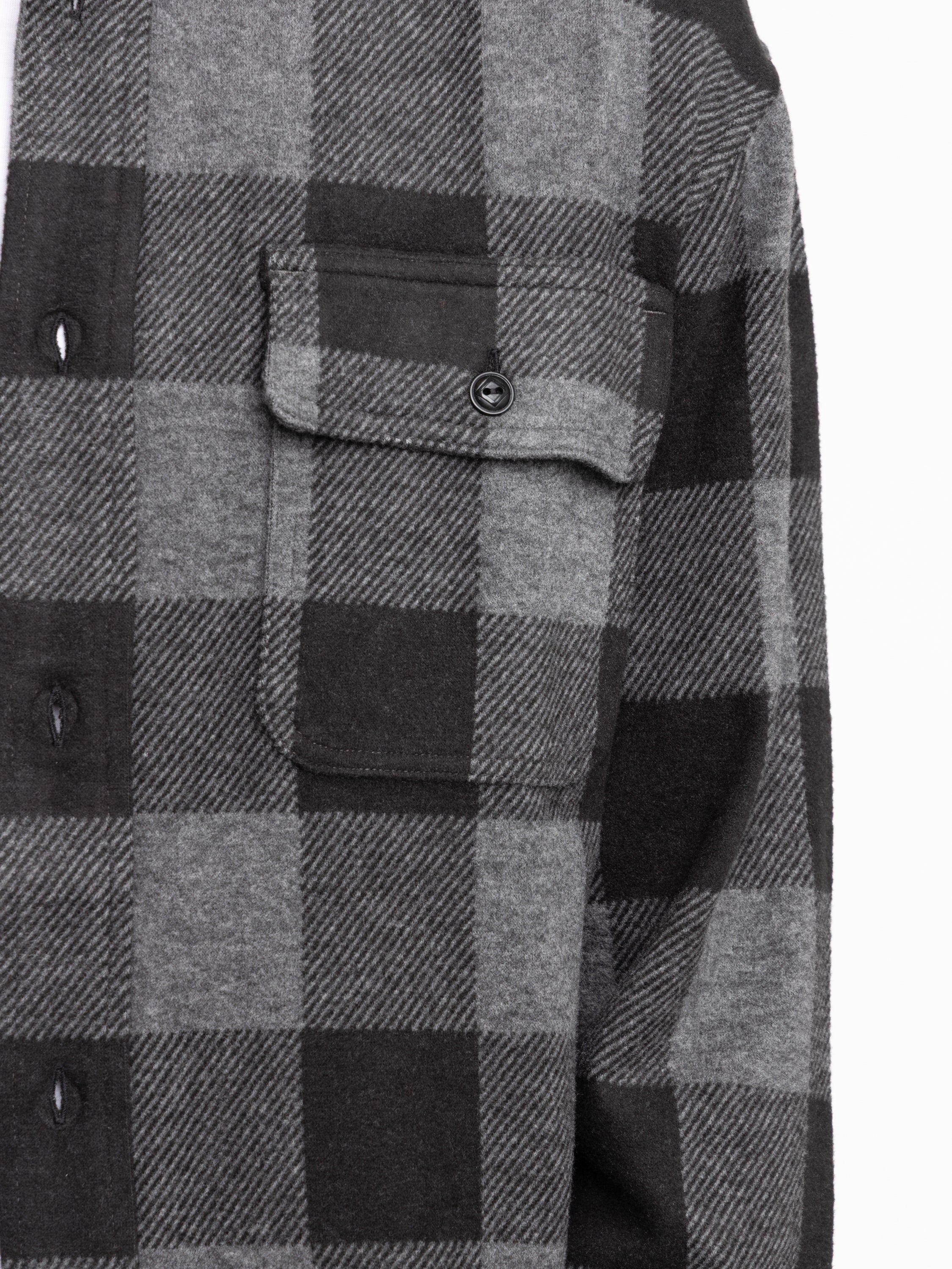 Black/Grey Plaid Knit Flannel Overshirt - Image 8