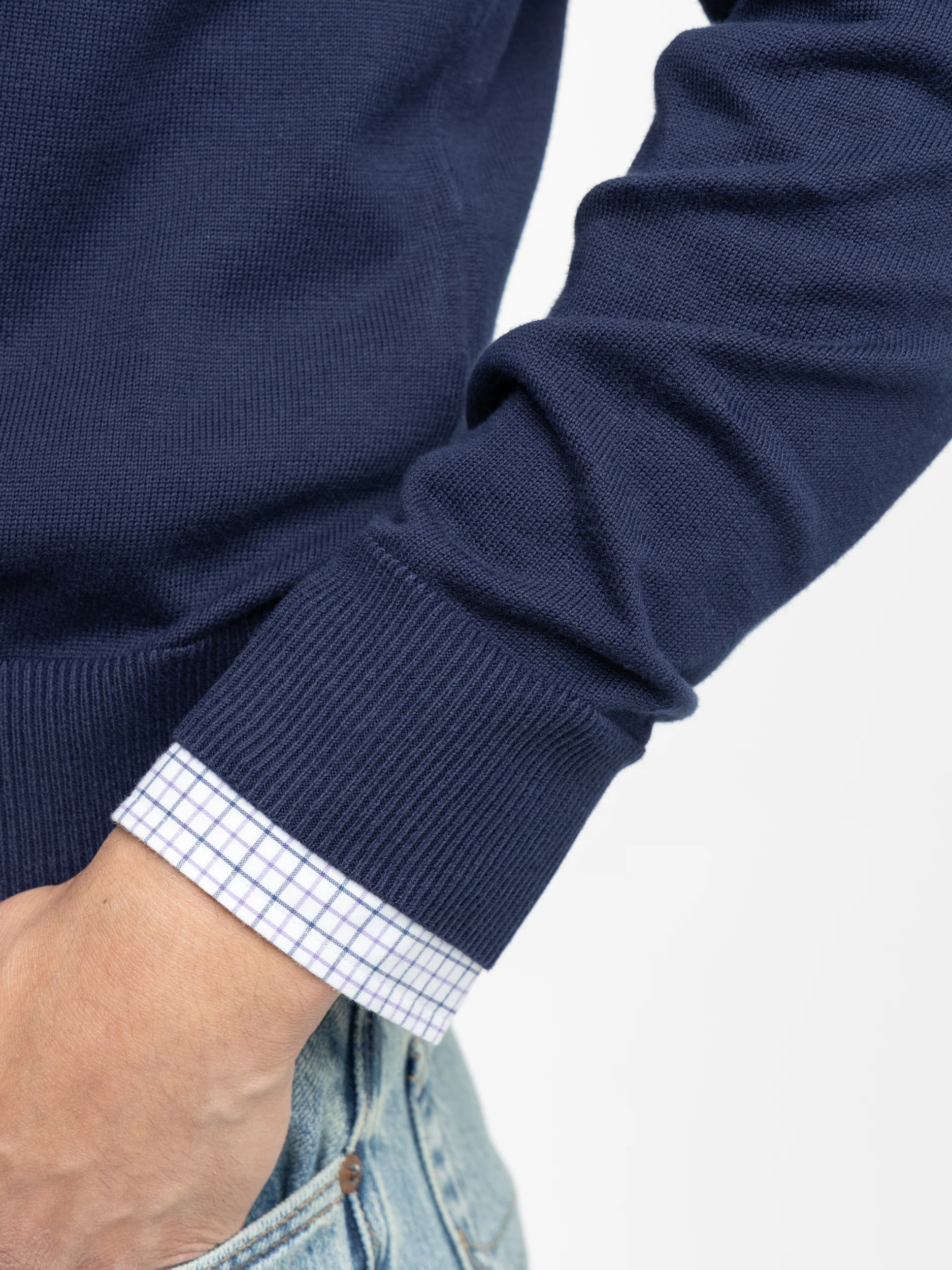 Navy Cotton Quarter-Zip Sweater - Image 5