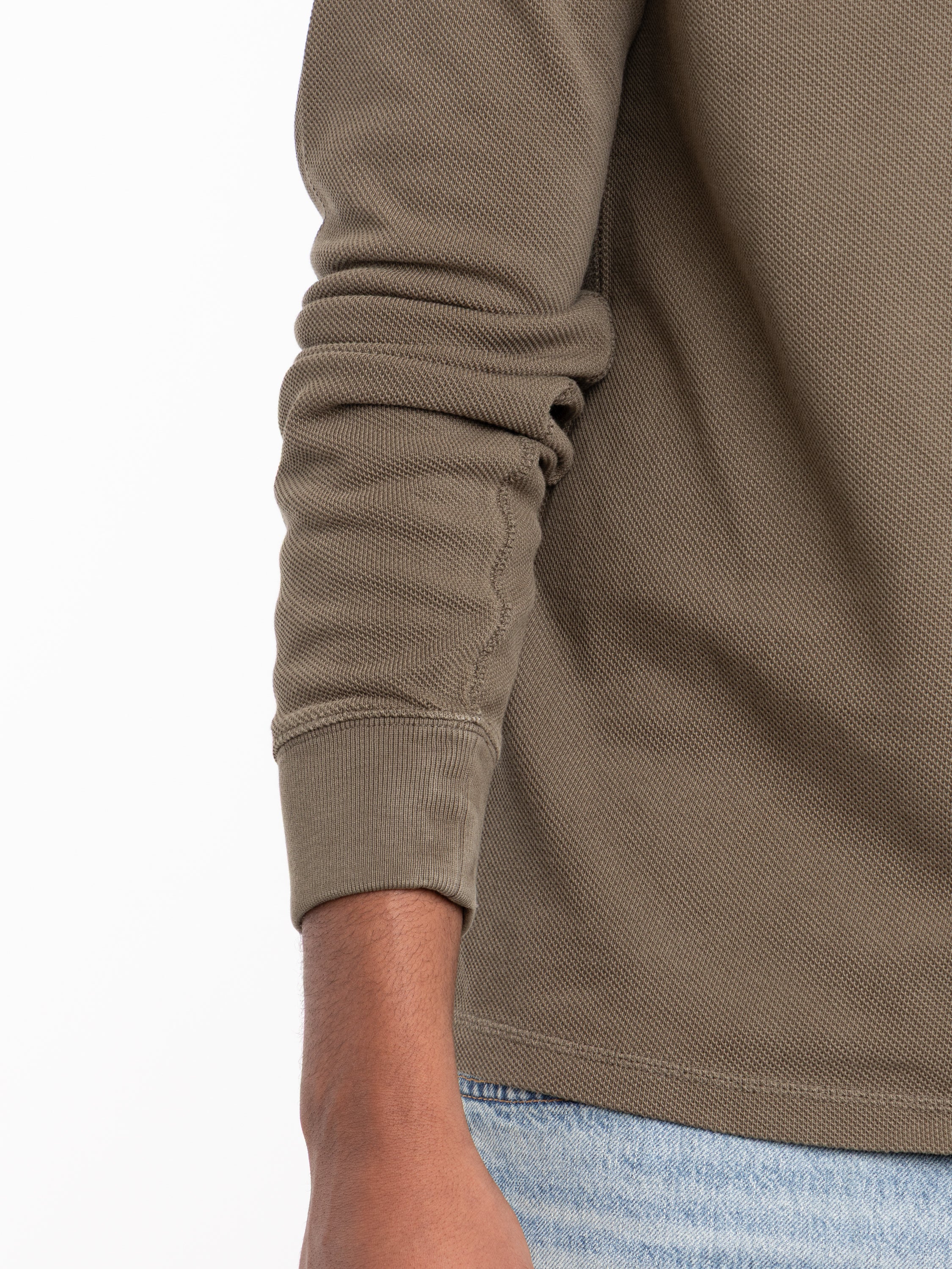 Olive Mesh Henley Shirt - Image 5