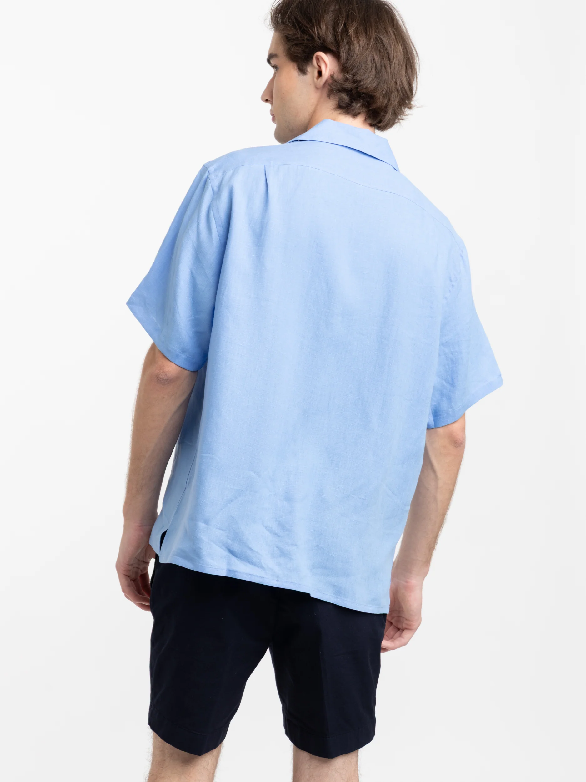 Light Blue Linen Camp Collar Shirt - Image 4