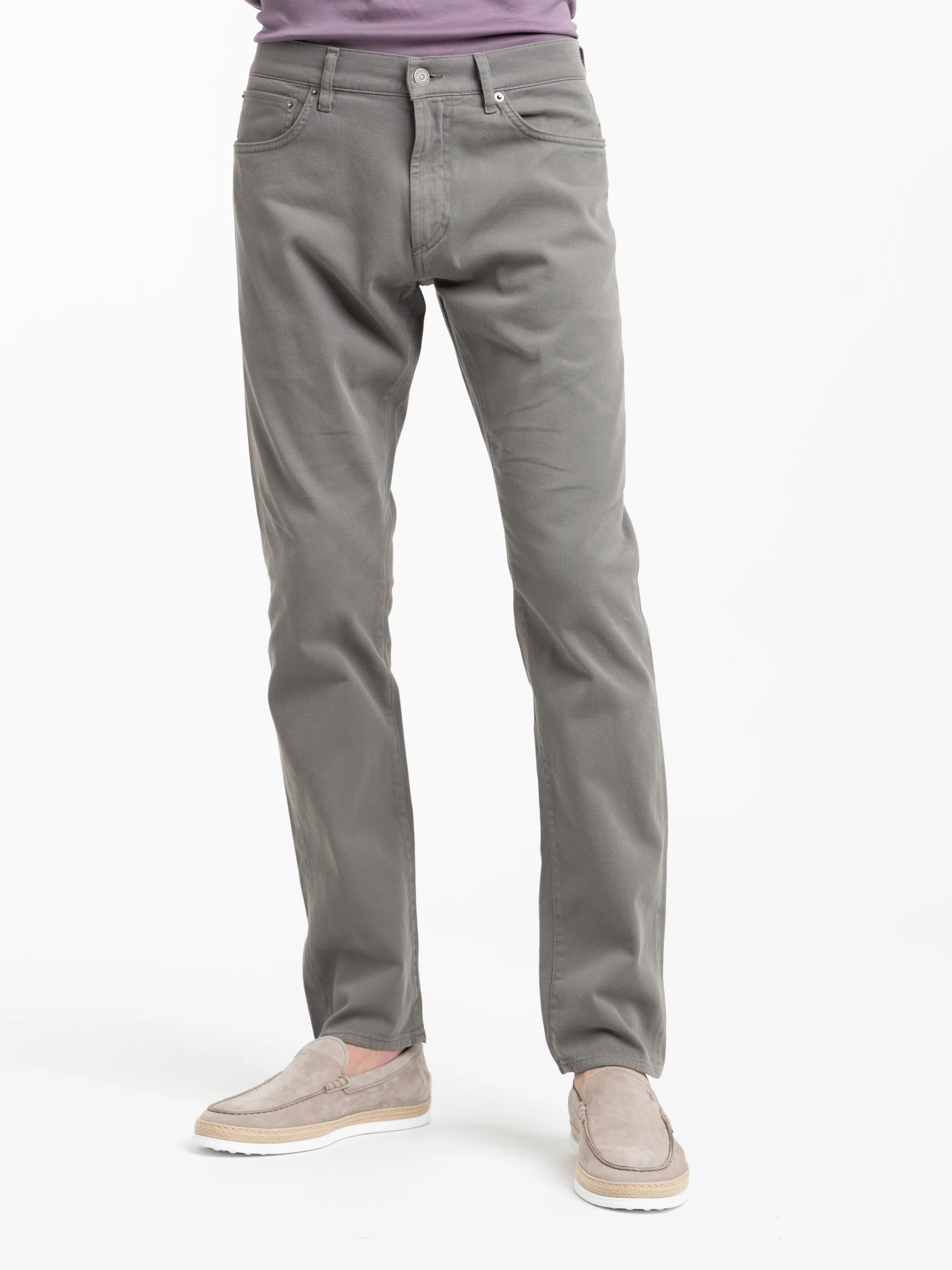Grey Cotton 5-pocket Pant