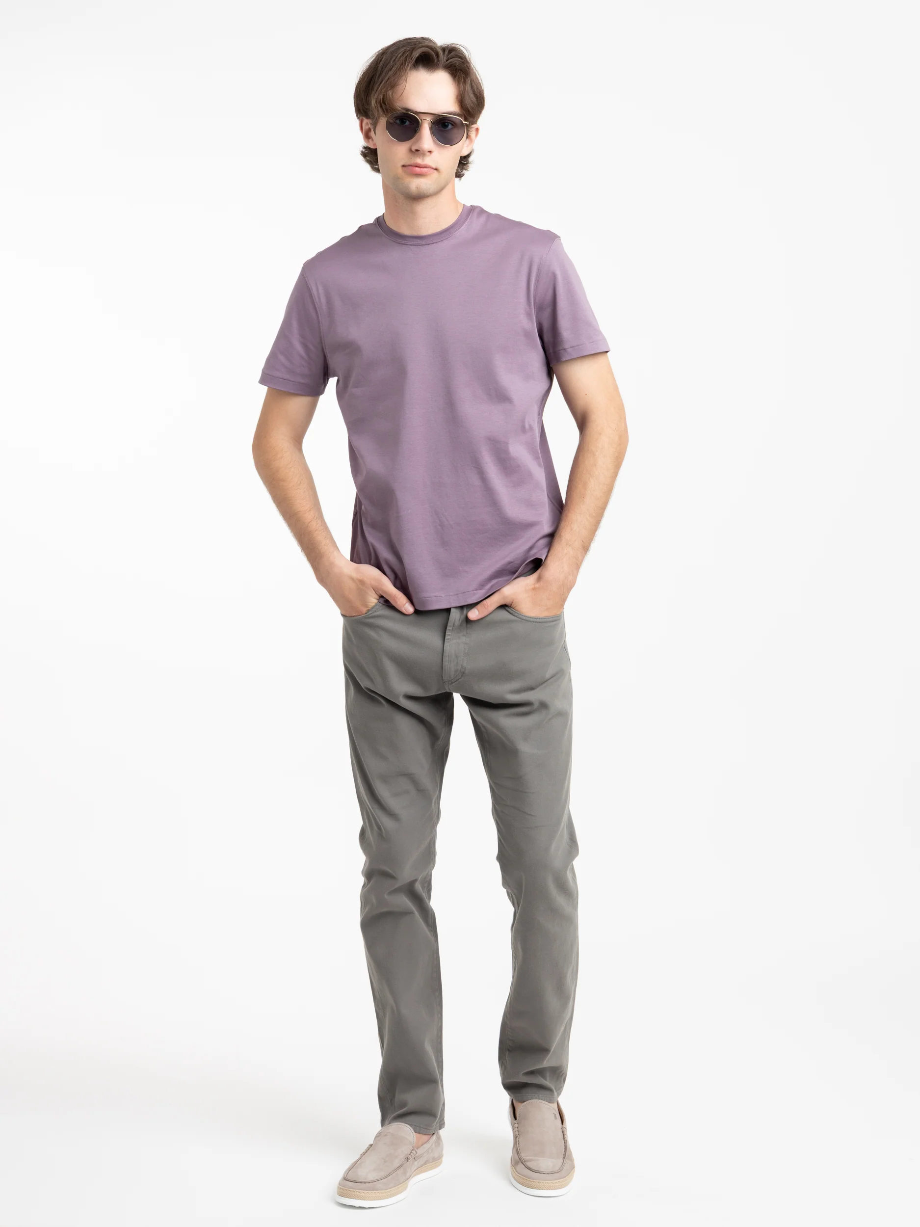 Grey Cotton 5-pocket Pant - Image 2