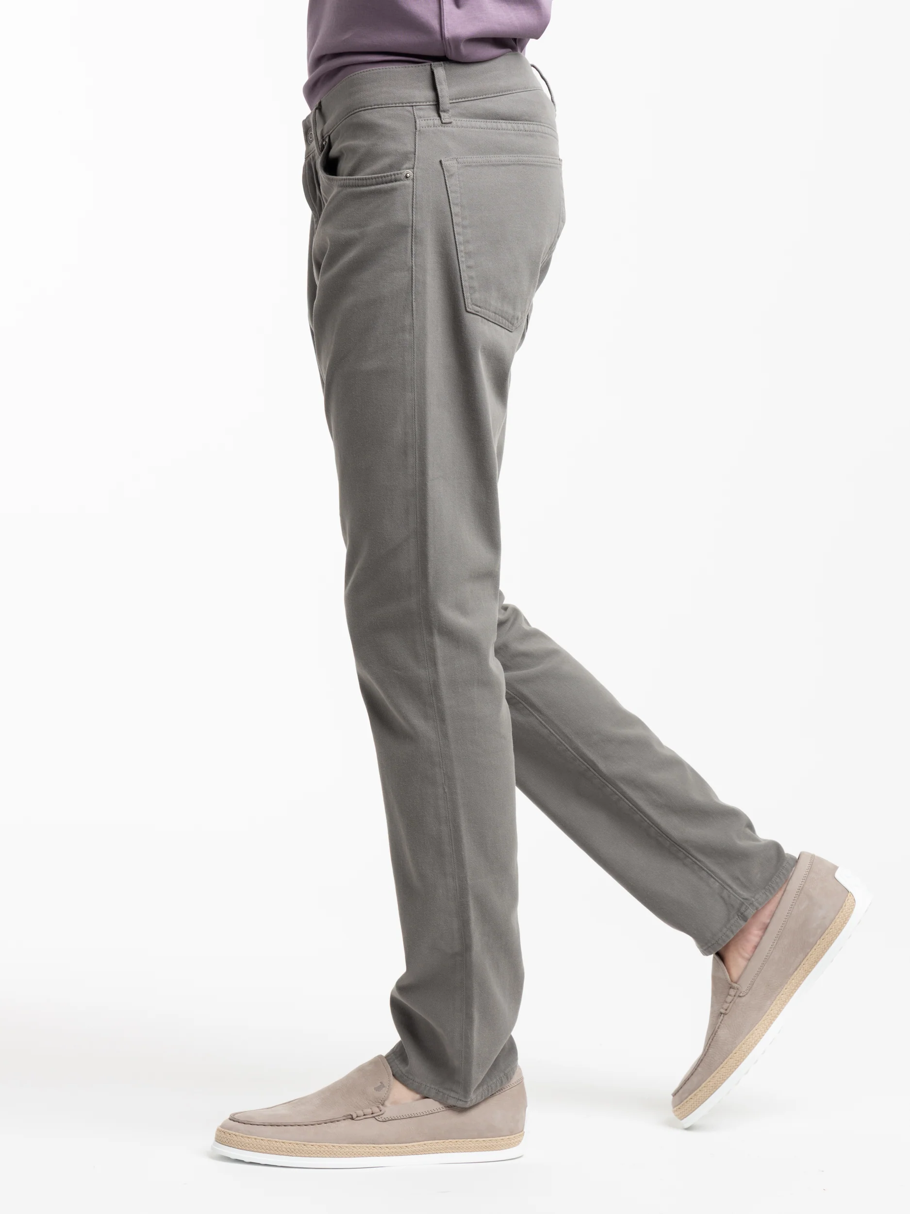 Grey Cotton 5-pocket Pant - Image 3