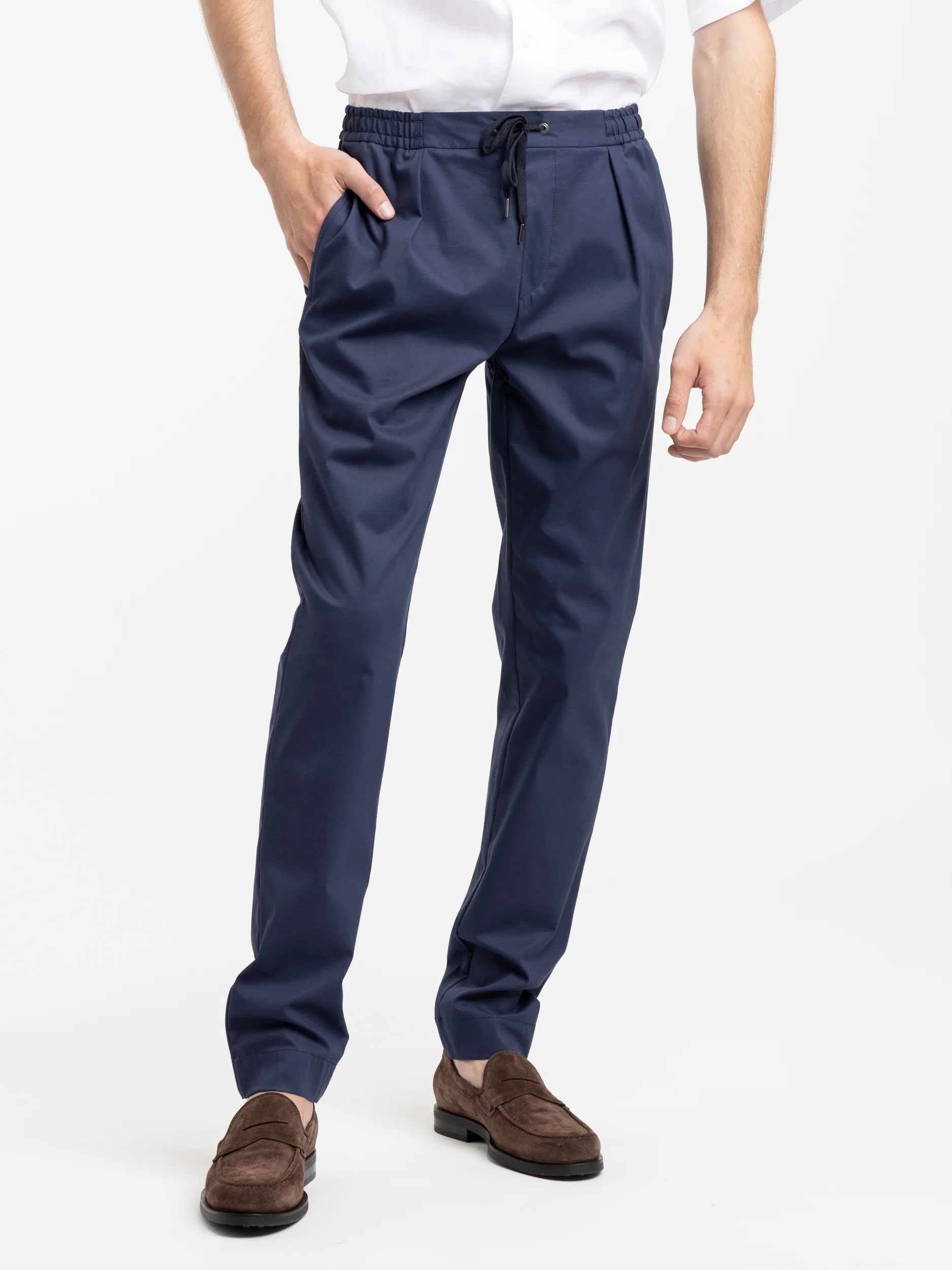 Drawstring Cotton-Silk Trouser
