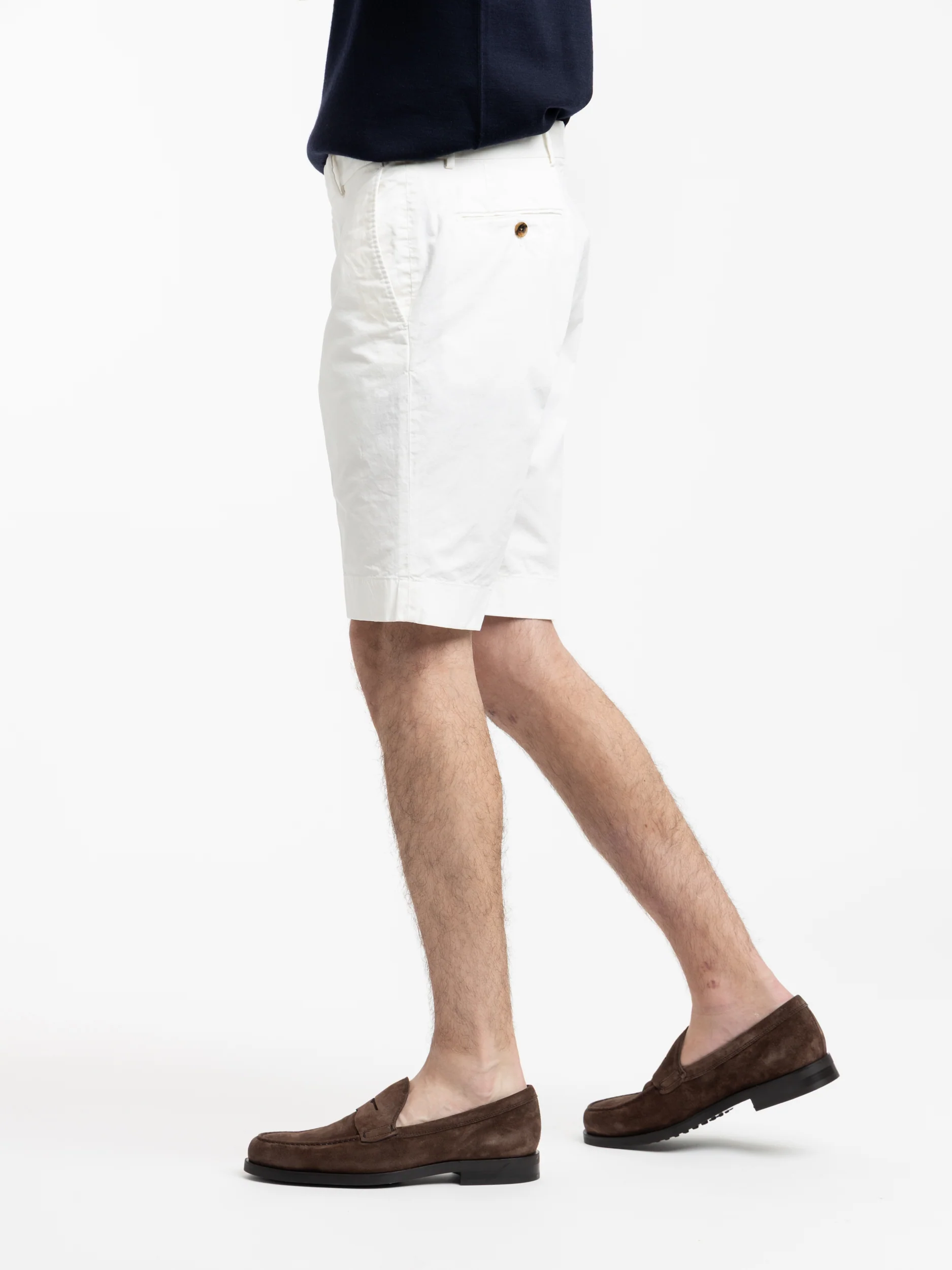Hand-Tailored Slim Stretch Chino White Short - Image 4