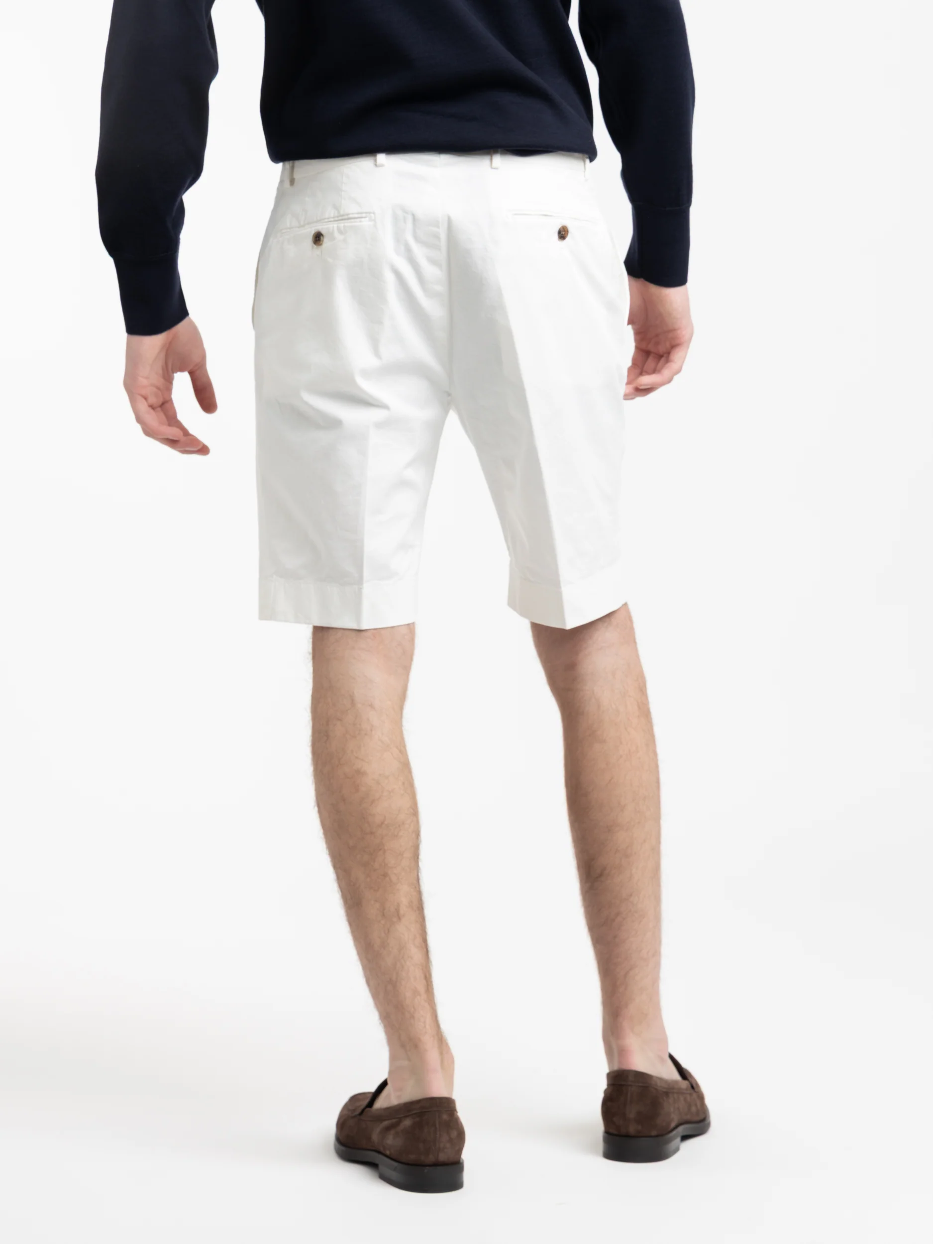 Hand-Tailored Slim Stretch Chino White Short - Image 5