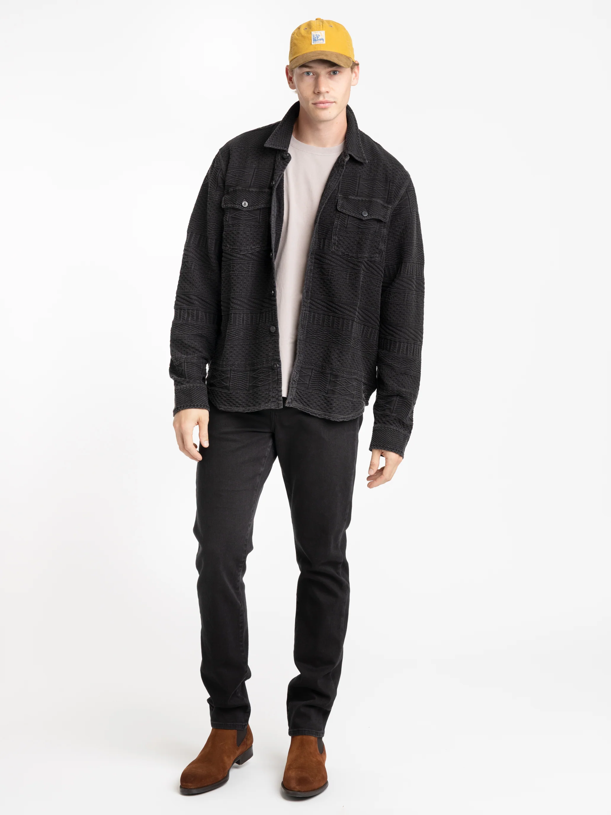 Black Patterned Jacquard Shirt - Image 2
