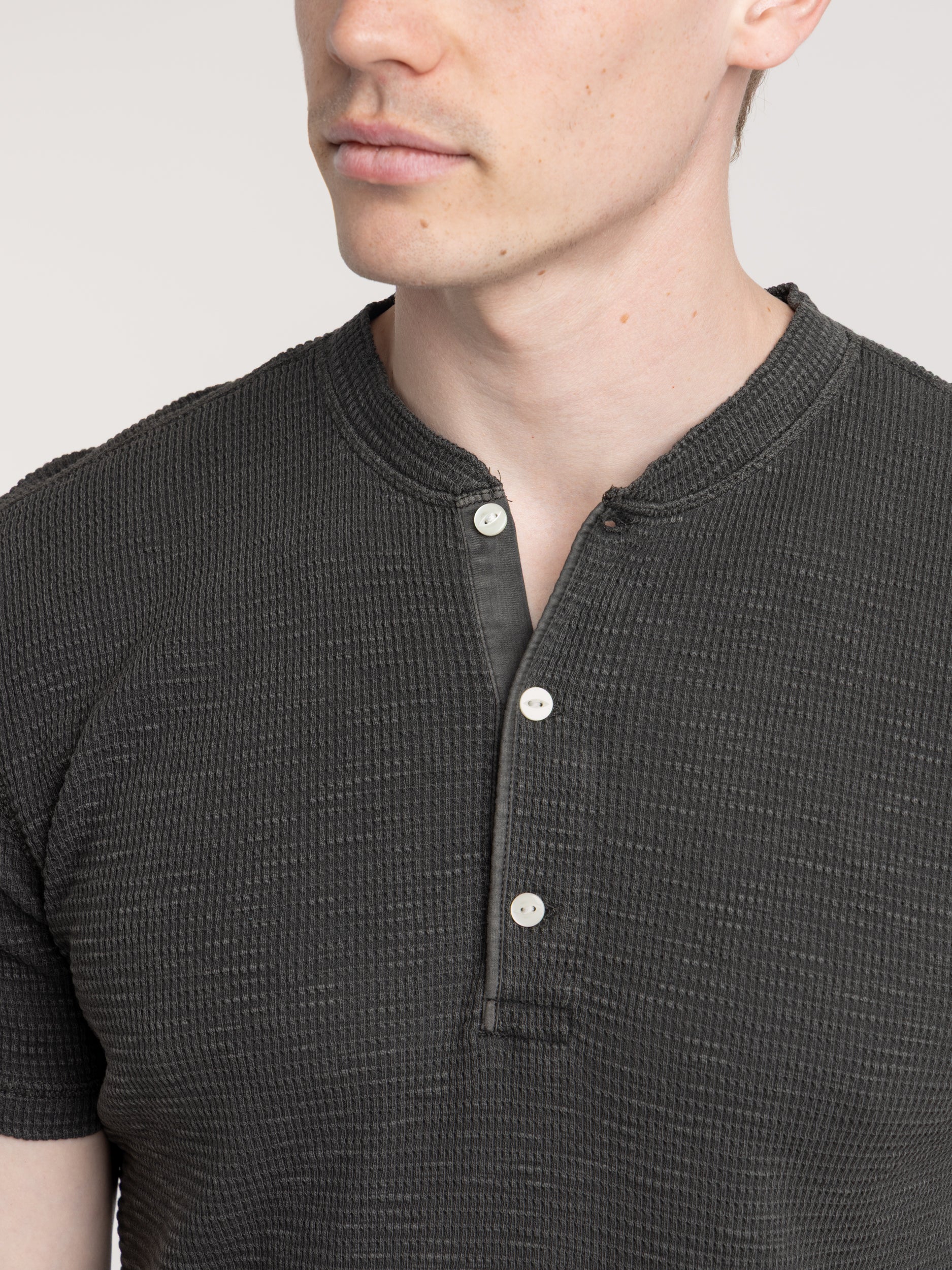 Black Short Sleeve Waffle Shirt - Image 6