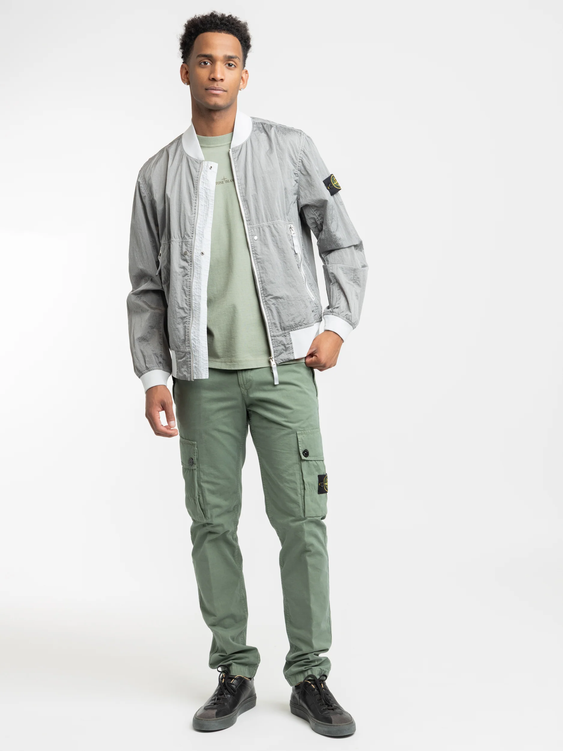 Grey Nylon Metal Bomber Jacket - Image 2