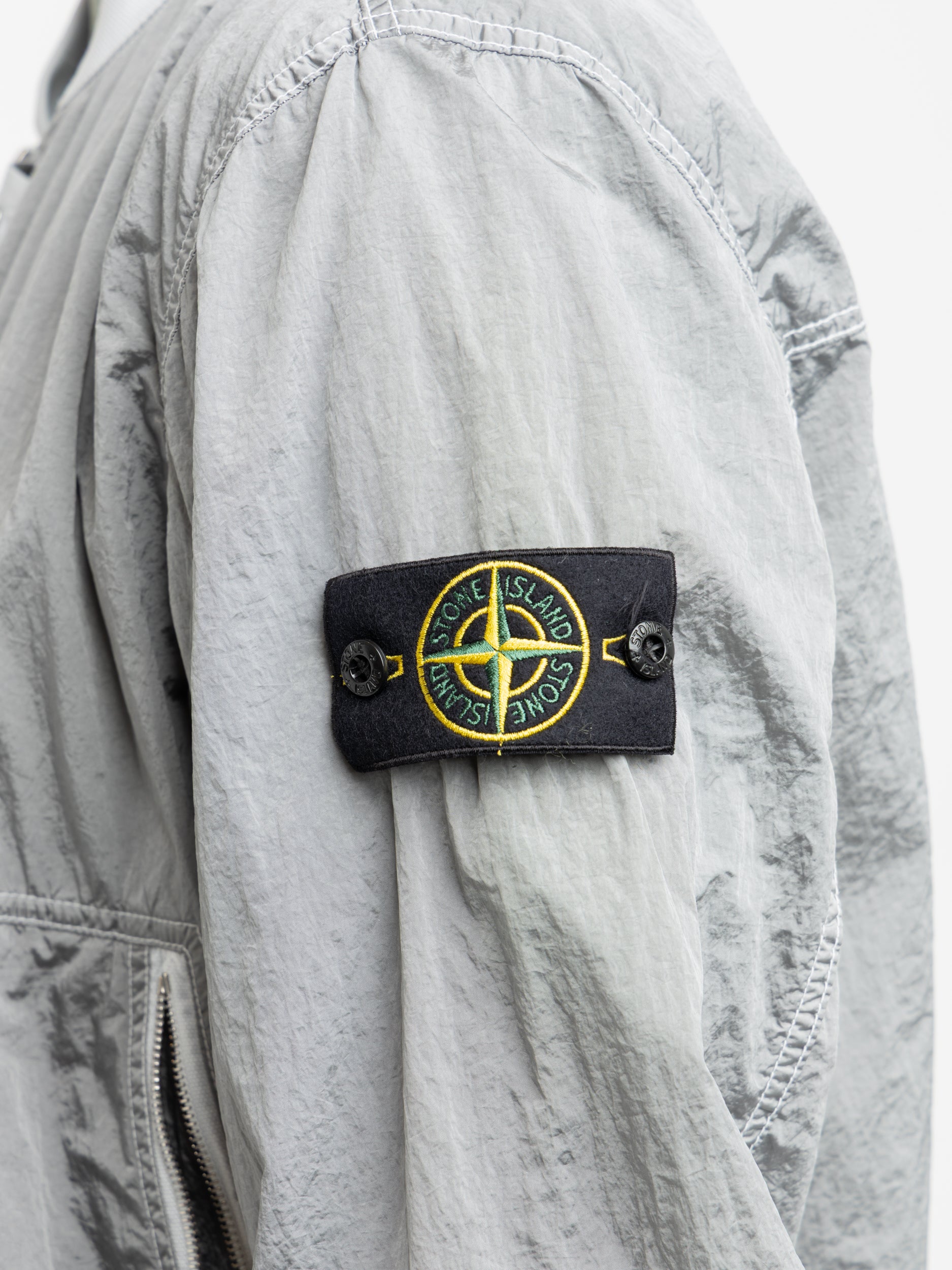 Grey Nylon Metal Bomber Jacket - Image 6