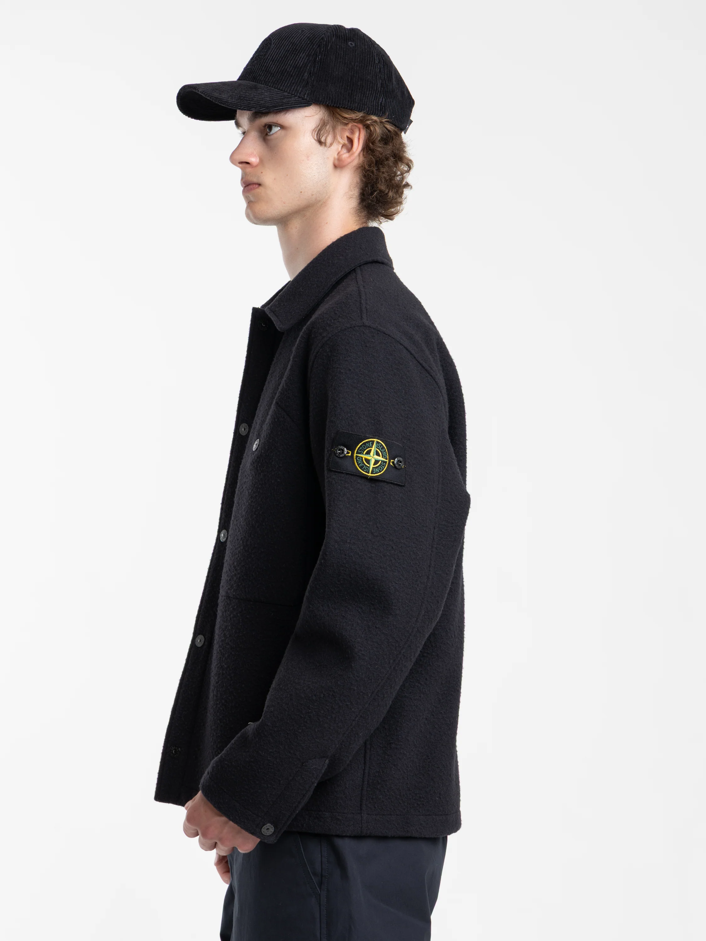 Navy Wool-Nylon Blend Overshirt - Image 3
