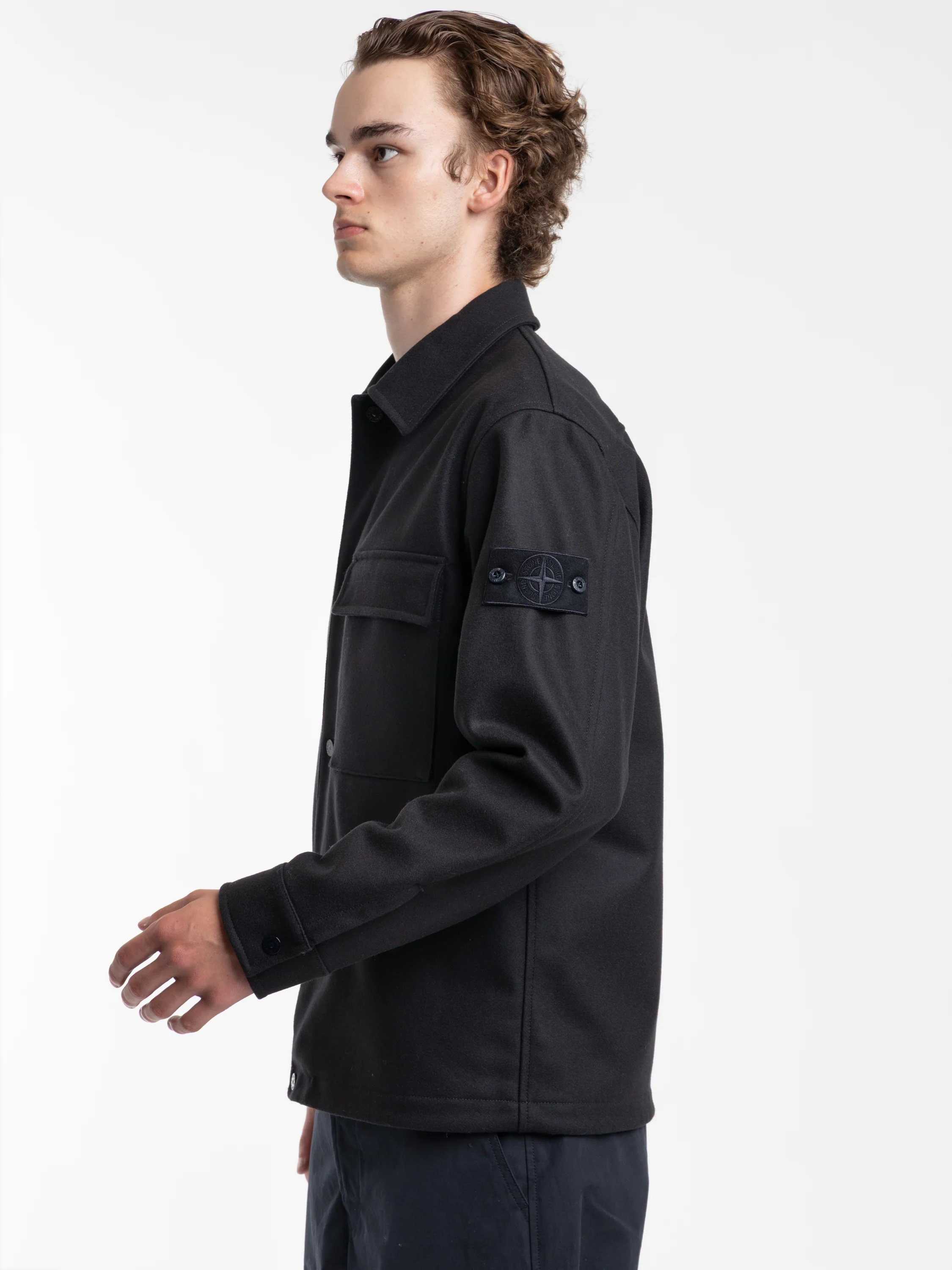 Navy Wool-Nylon Ghost Flannel Overshirt - Image 3