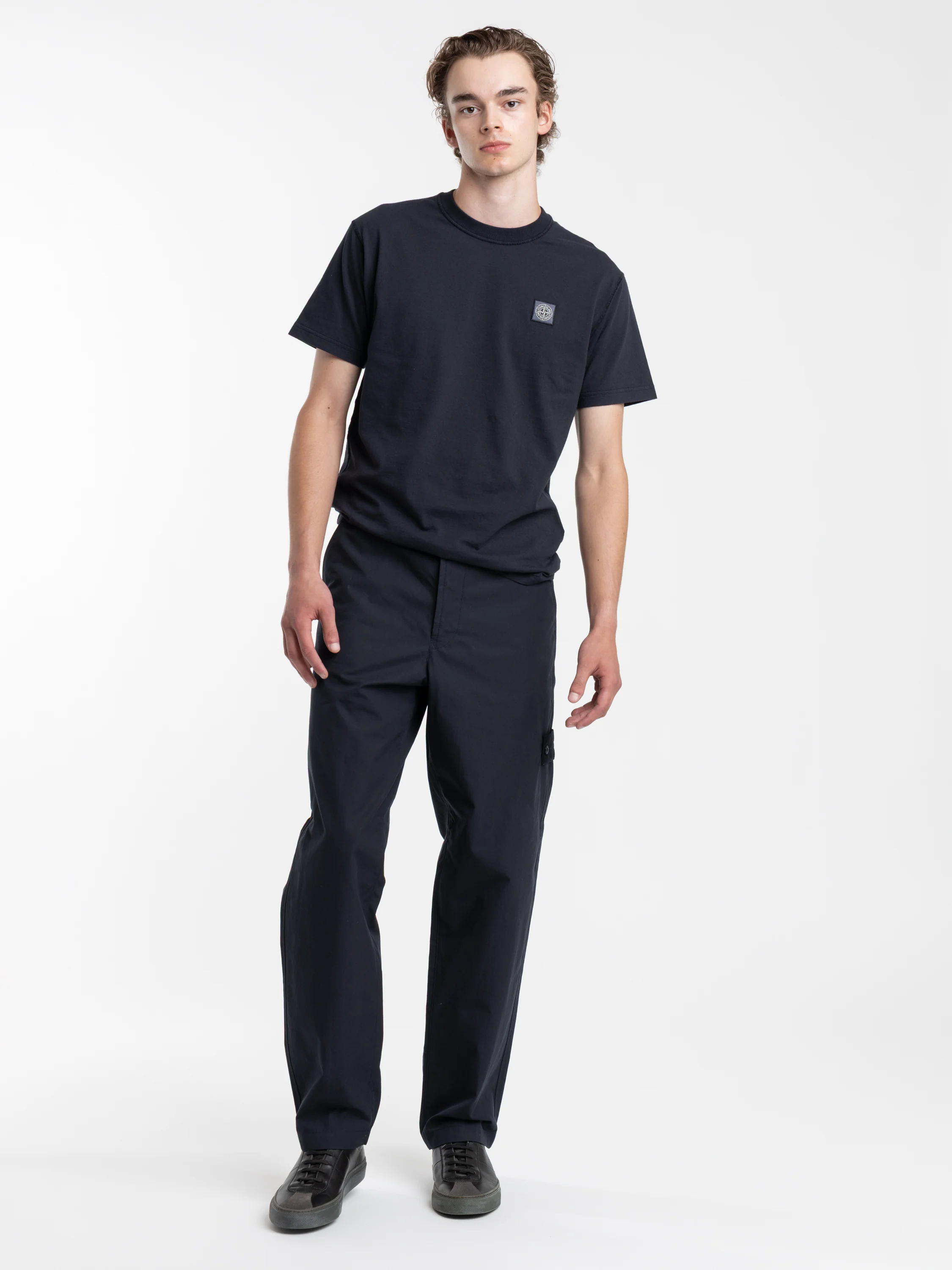 Navy Organic Cotton Jersey Fisatto Effect T-Shirt - Image 2