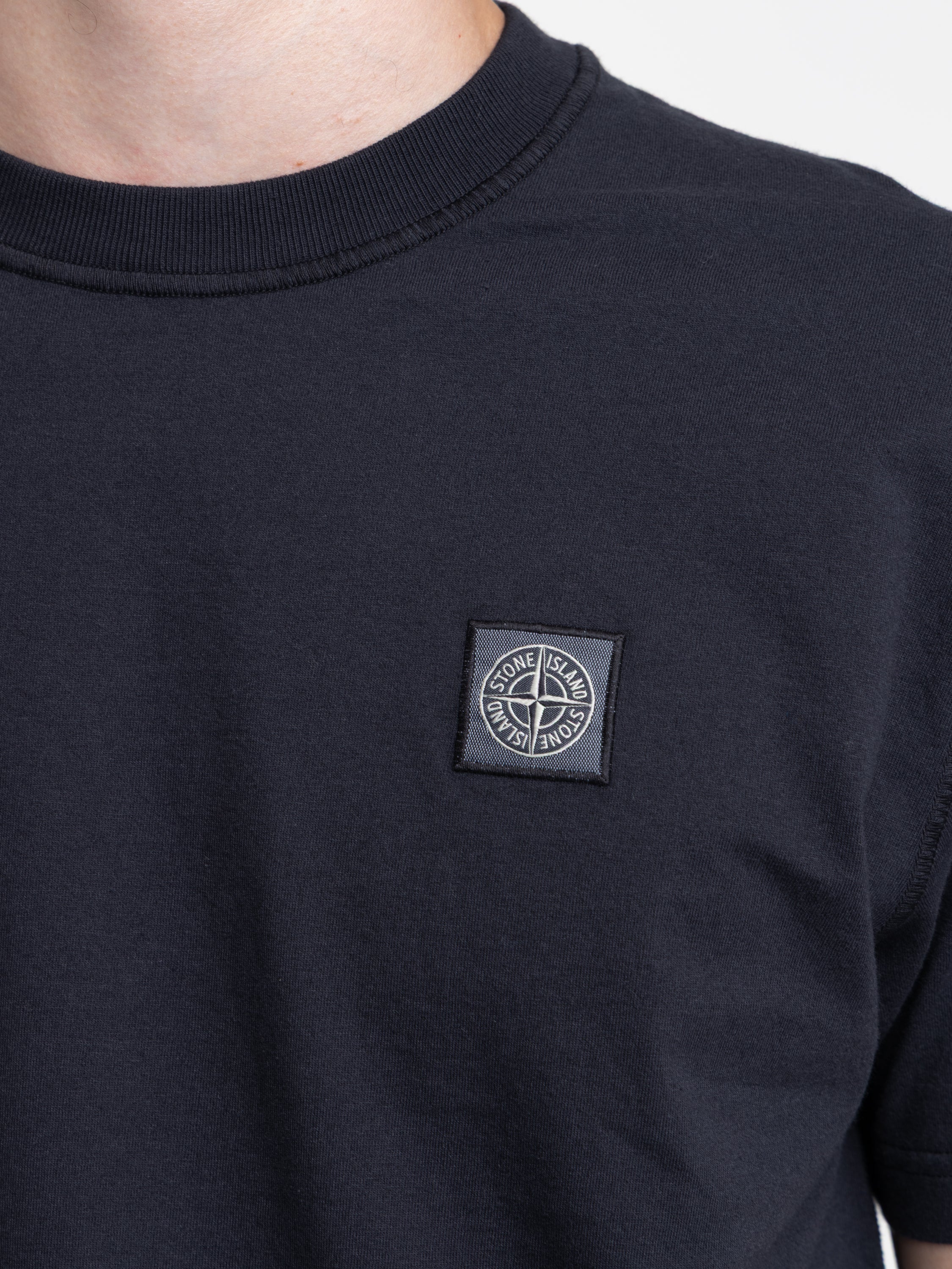 Navy Organic Cotton Jersey Fisatto Effect T-Shirt - Image 6