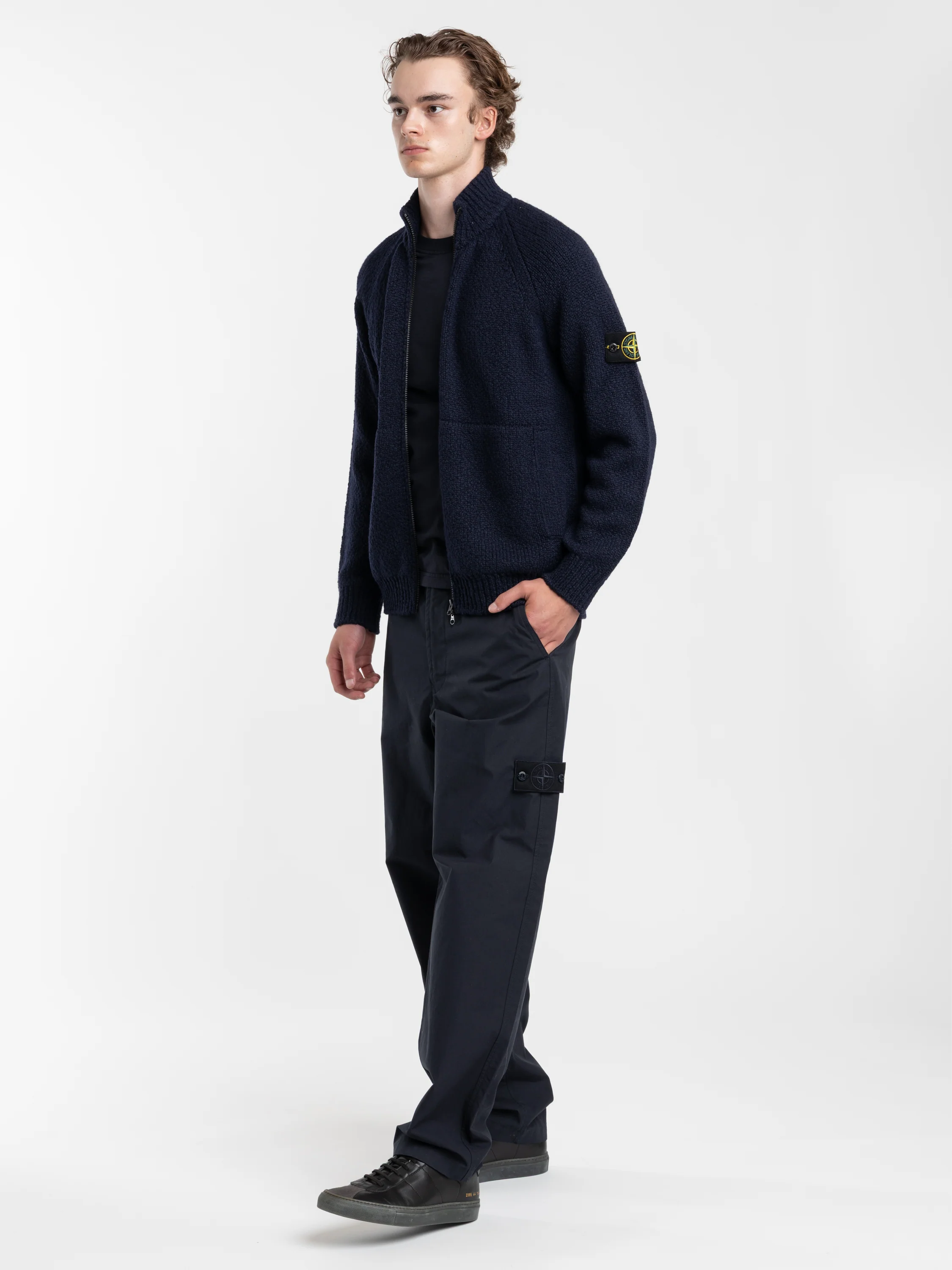 Navy Zip Wool Sweater - Image 2