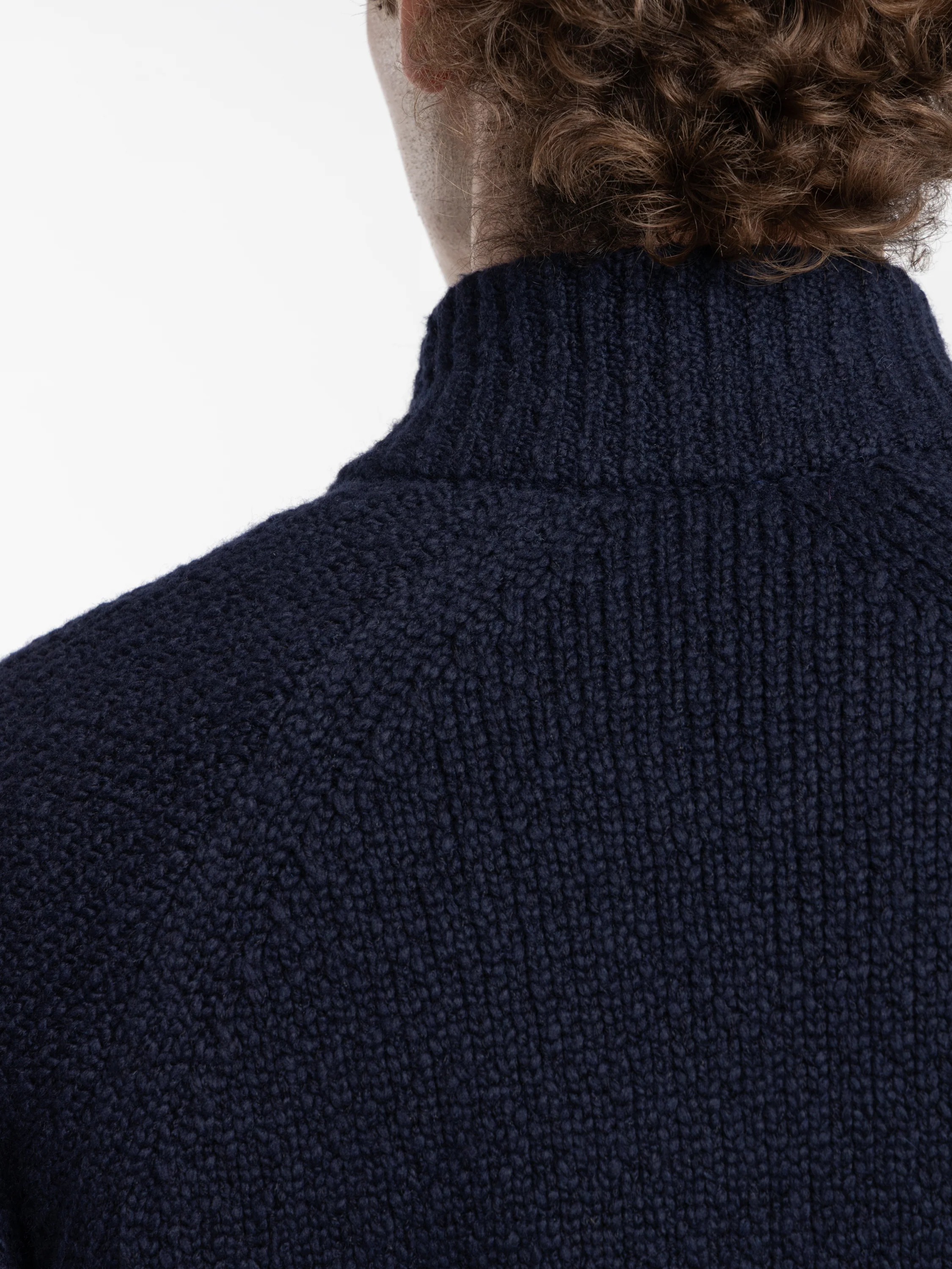 Navy Zip Wool Sweater - Image 6