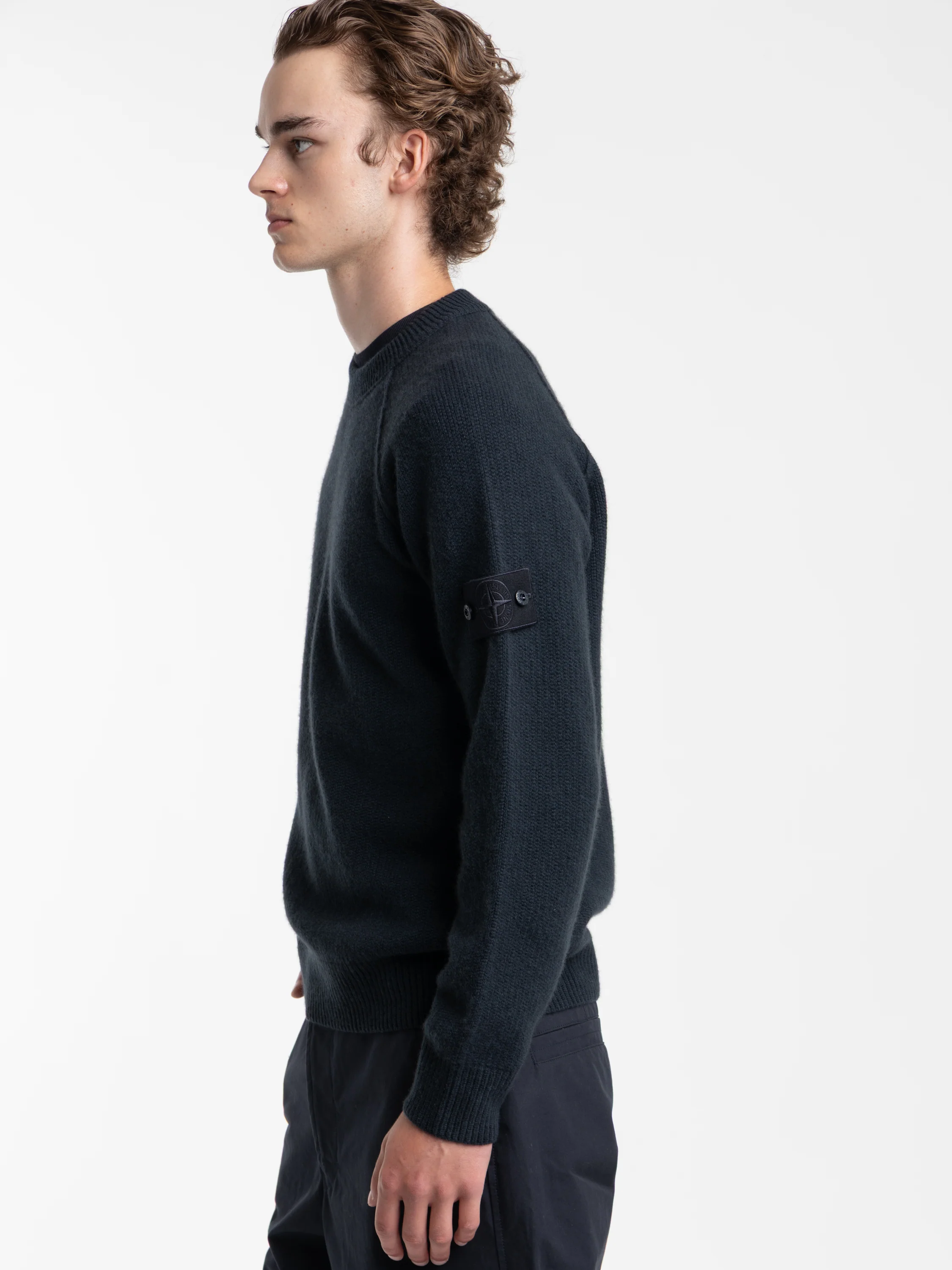 Navy Cashmere Ghost Knit Crewneck - Image 4