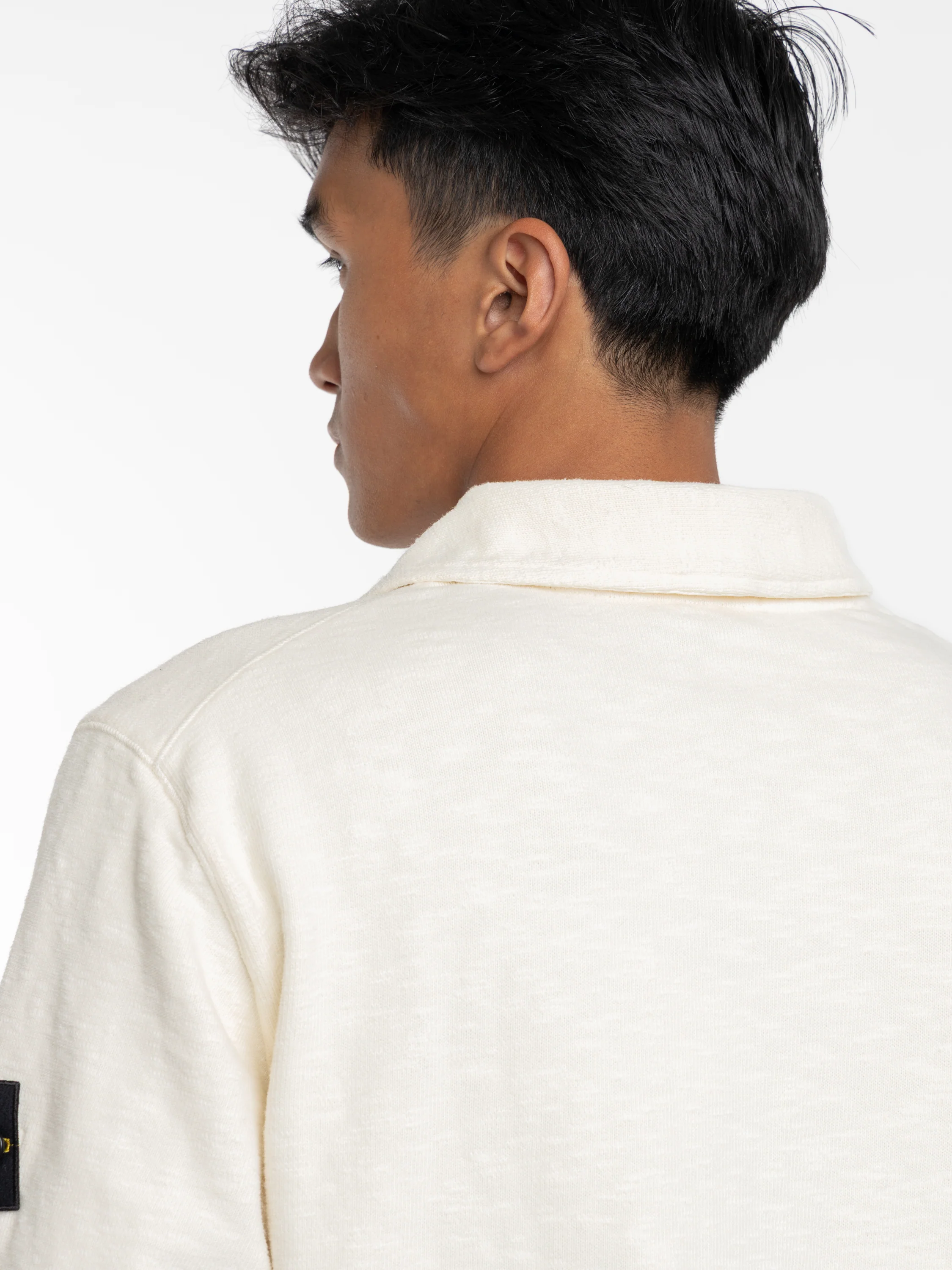 Cream Vanise Brushed Heavy Cotton Jersey Polo Sweatshirt - Image 5