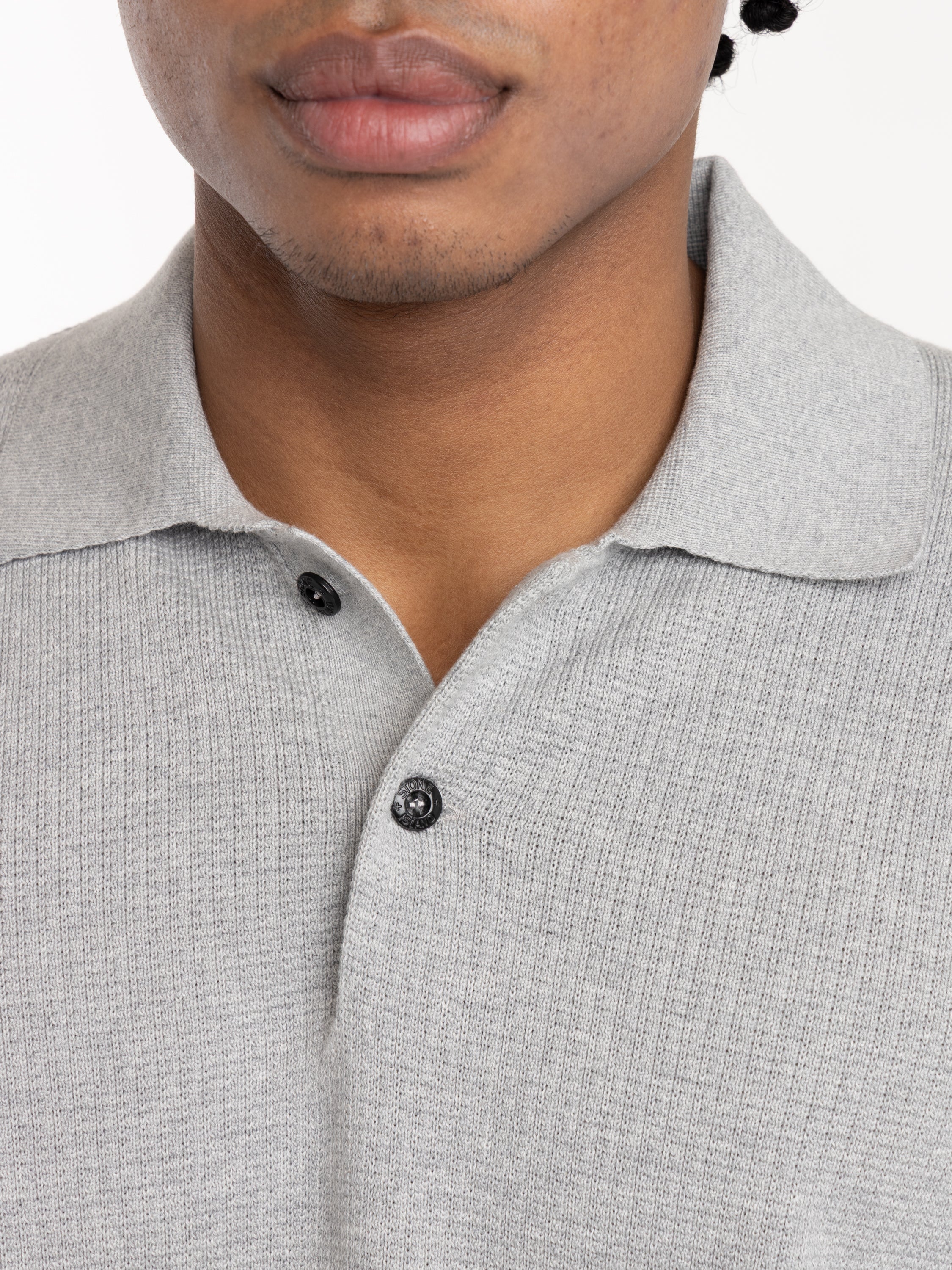 Grey Loose-fit Long Sleeve Polo with Ribbed Trims - Image 7