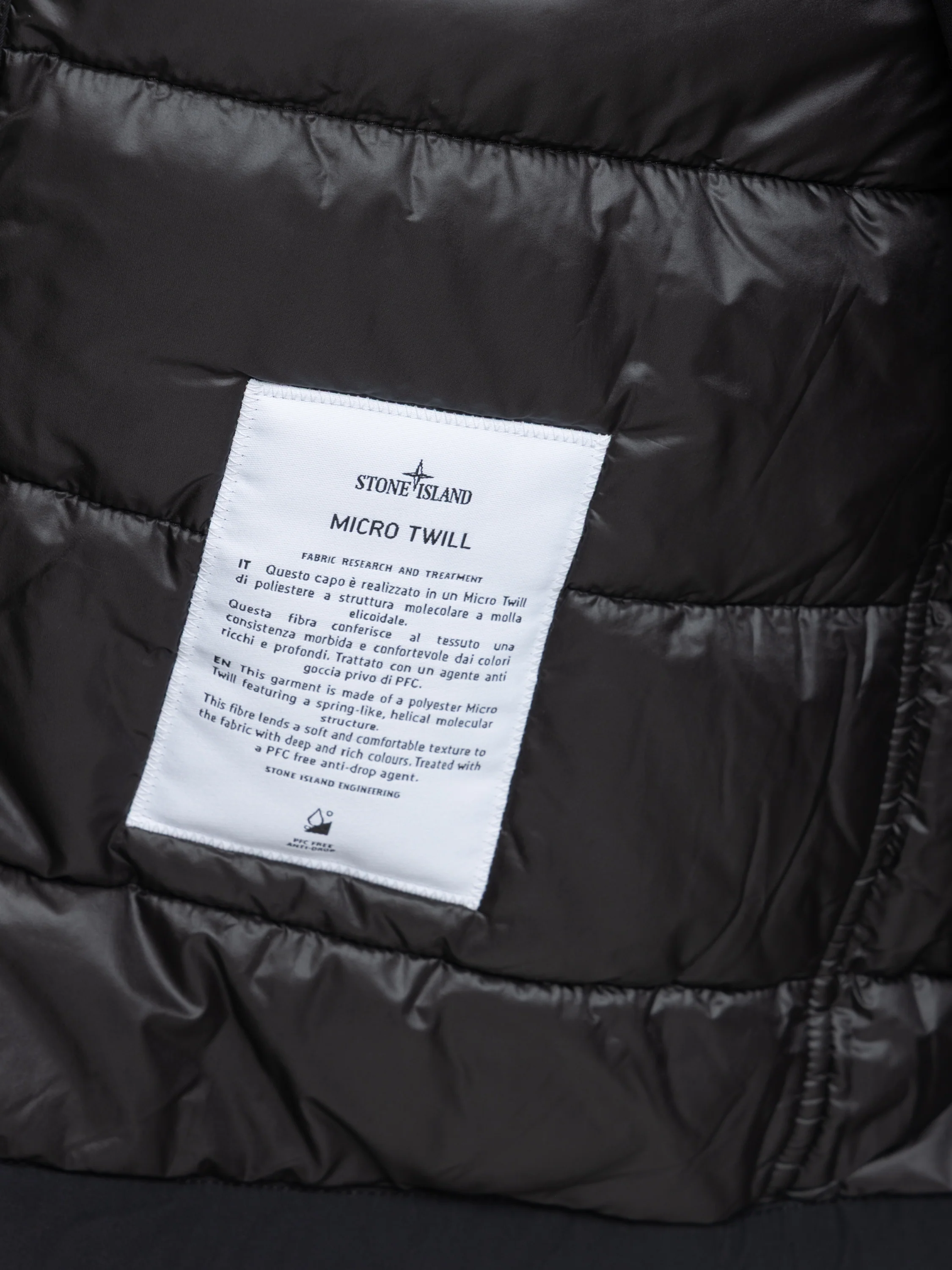 Black Micro Twill Padded Hooded Jacket - Image 9