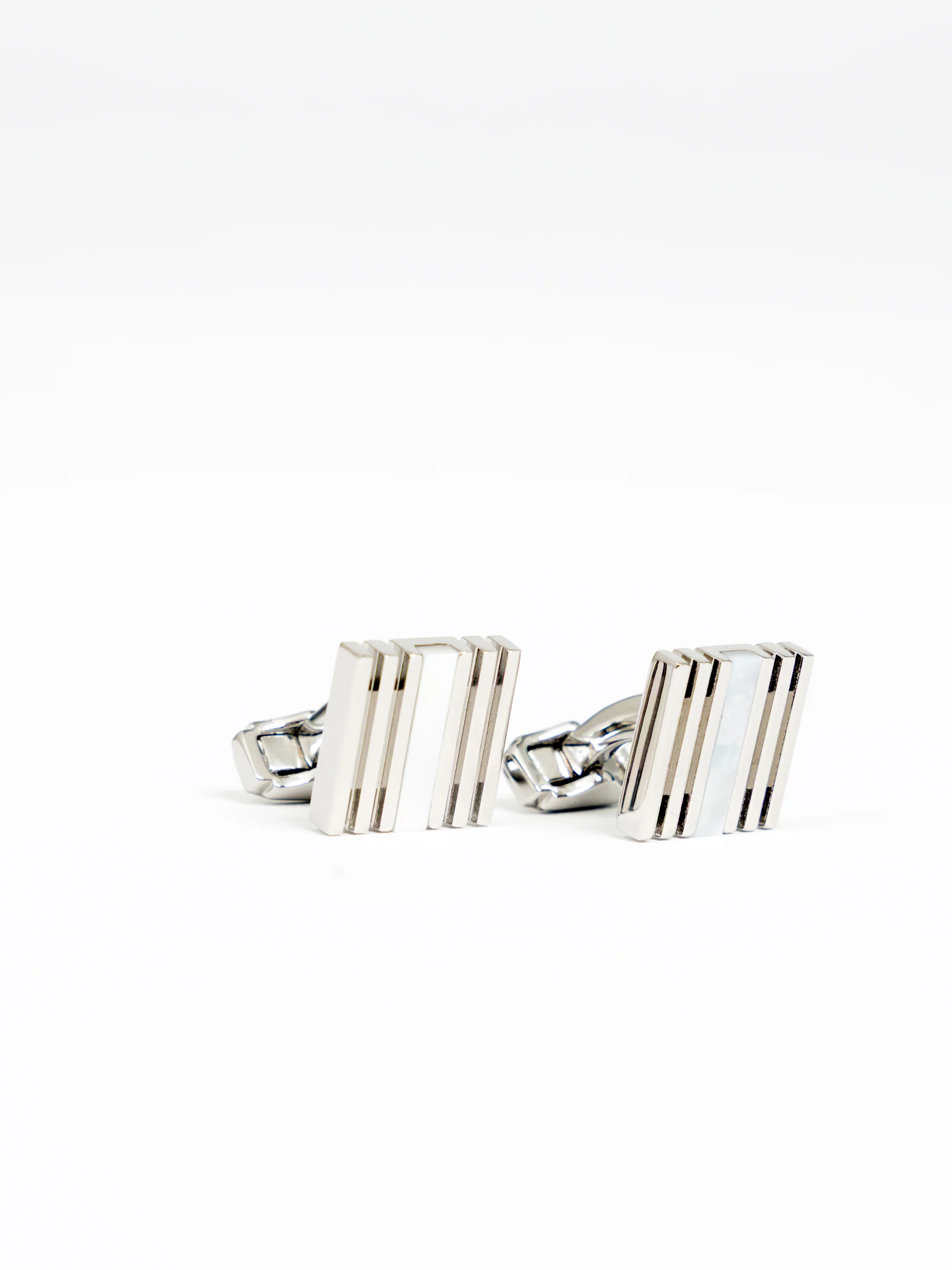 Thompson Summer Stripes Cufflinks With White Mother of Pearl - Image 2